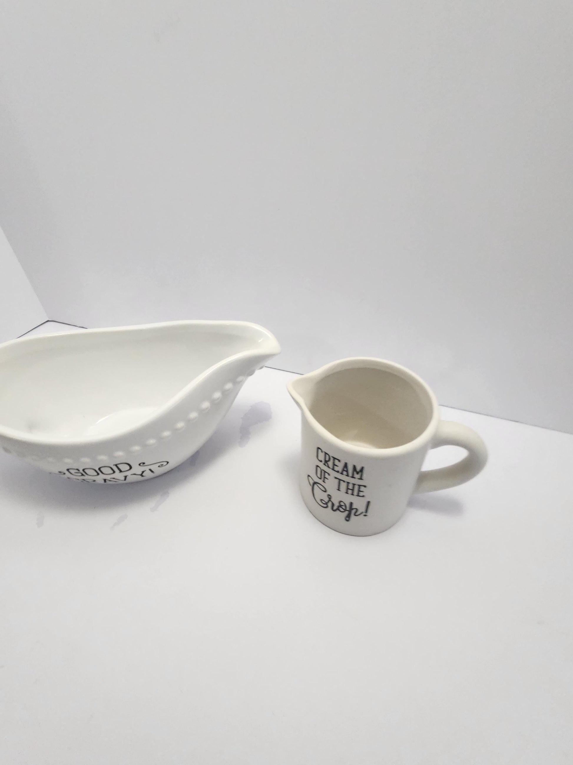 Cream Of The Crop & Good Gravy SET Of 2 - Creamery - Gravy - Gravy Dish - Kitchen - Bowls - Mugs - Kitchen Set - Dinnerware