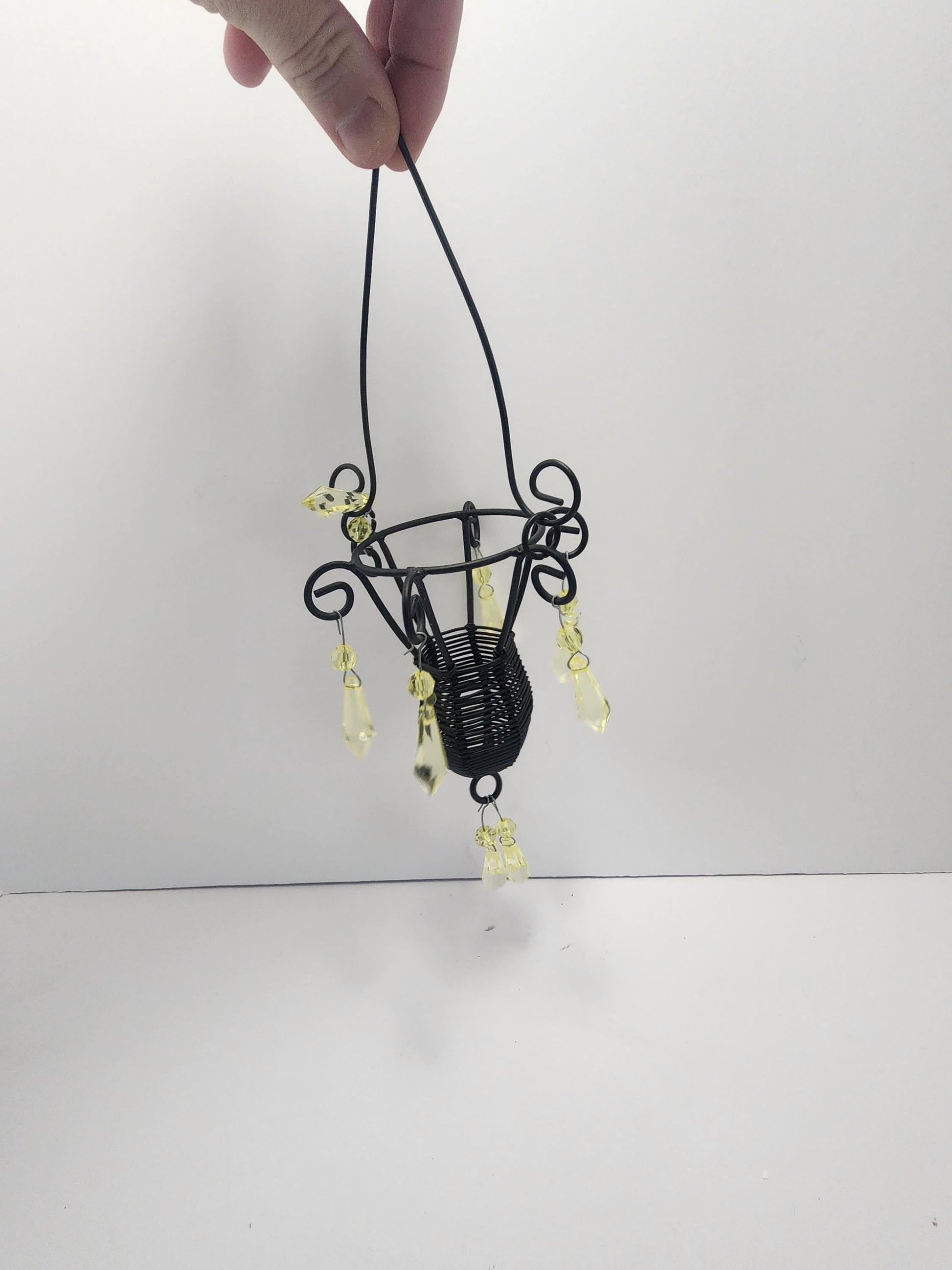 Black Hanging Candle Holder Chandelier With Gems - Hanging Decor - Wall Hanging - Decof - Chandelier - Candles - Candle Holders - Tealights