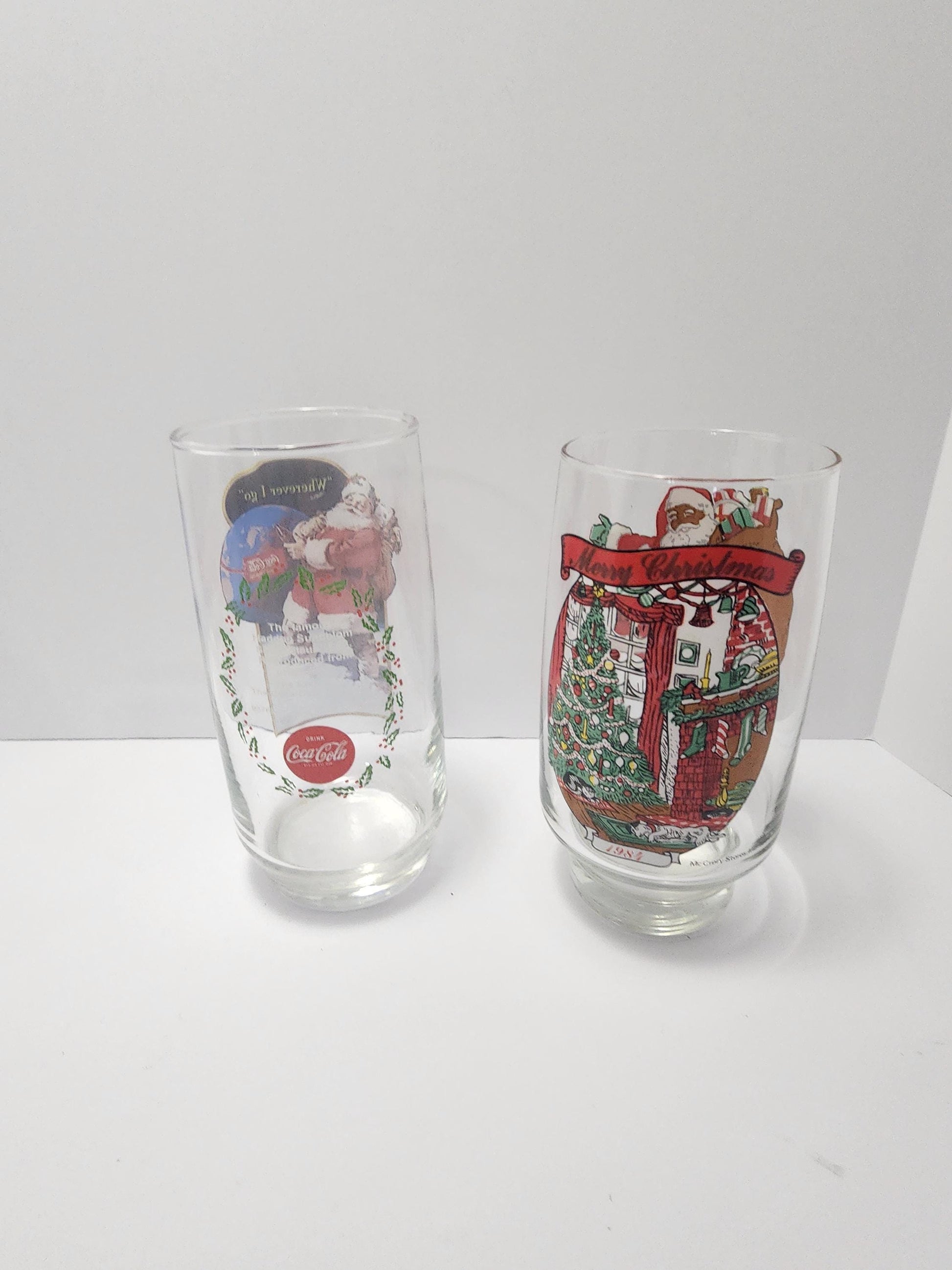 Coca Cola Vintage Christmas Santa Claus Glasses - Coca Cola - Coca Cola Glasses - Santa Claus - Santa Glasses - Christmas - Glasses - Drinks
