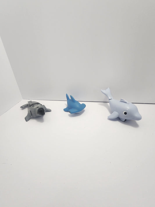 Marine Vintage Toy Animals - Bath Toys - Munchkin - Seal - Sharks - Dolphins - Pretend Play - Vintage Toys