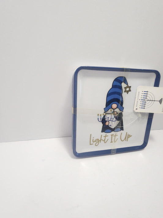 Hanukkah Gnomes Kitchen Plates SET Of 4 - Gnomes - Hanukkah - Hanukkah Gnomes - Kitchen - Kitchen Decor - Kitchen Set -Gnomes Decor - Plates