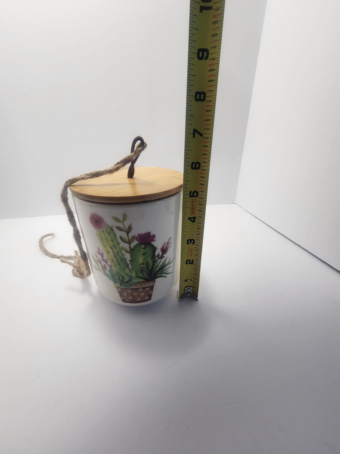 Hanging Ceramic Cactus Painted Cannister Or Planter - Hanging Decor - Decor - Ceramic Jar - Cannister - Cactus - Cactus Defor - Planters