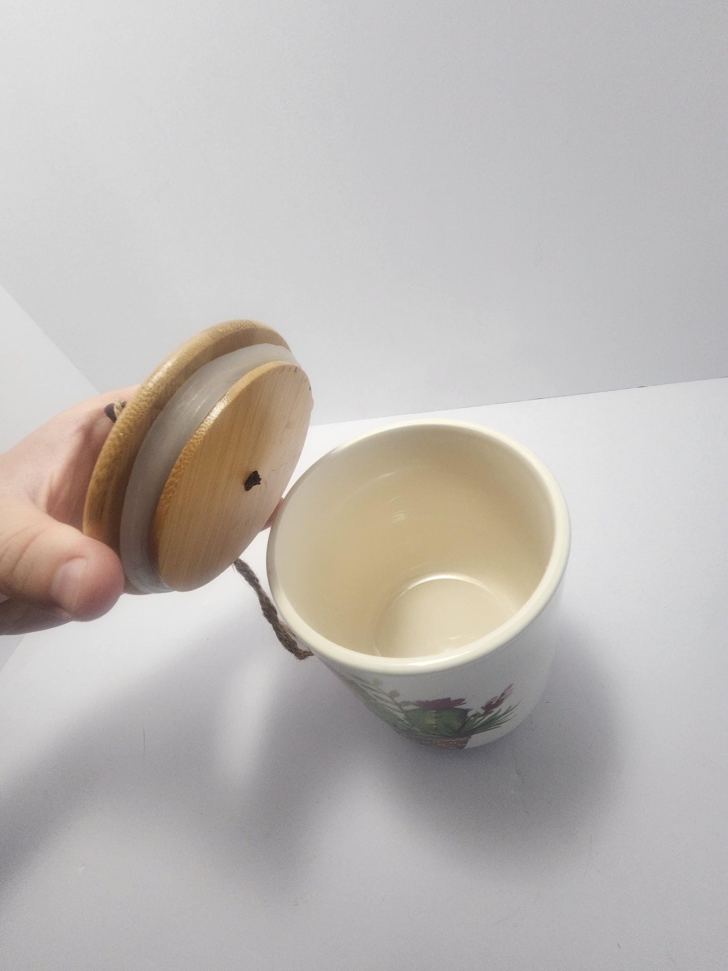 Hanging Ceramic Cactus Painted Cannister Or Planter - Hanging Decor - Decor - Ceramic Jar - Cannister - Cactus - Cactus Defor - Planters