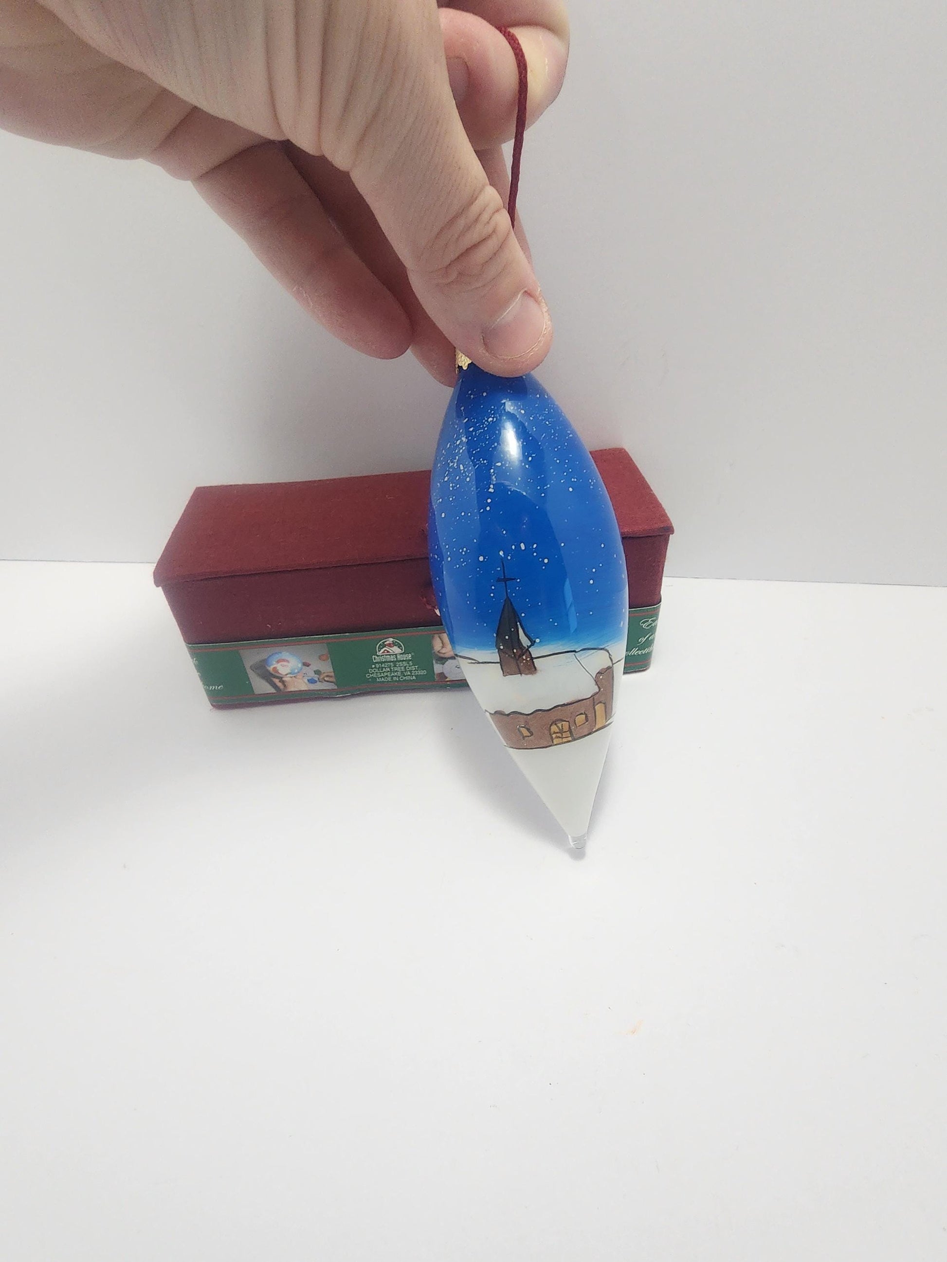 Hand Painted Vintage Christmas Teardrop Ornament With Collectable Storage Box - Teardrop Ornaments - Ornaments - Christmas - Christmas Ornam