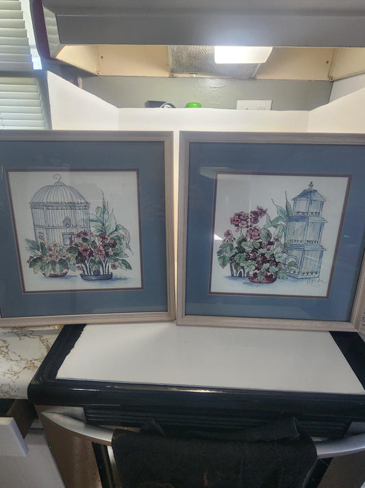 Watercolor Vintage Framed Art Photos SET Of 2 - Photos - Decor - Art - Painting - Water Color - Vintage Decor - Framed Art - Wall Decor