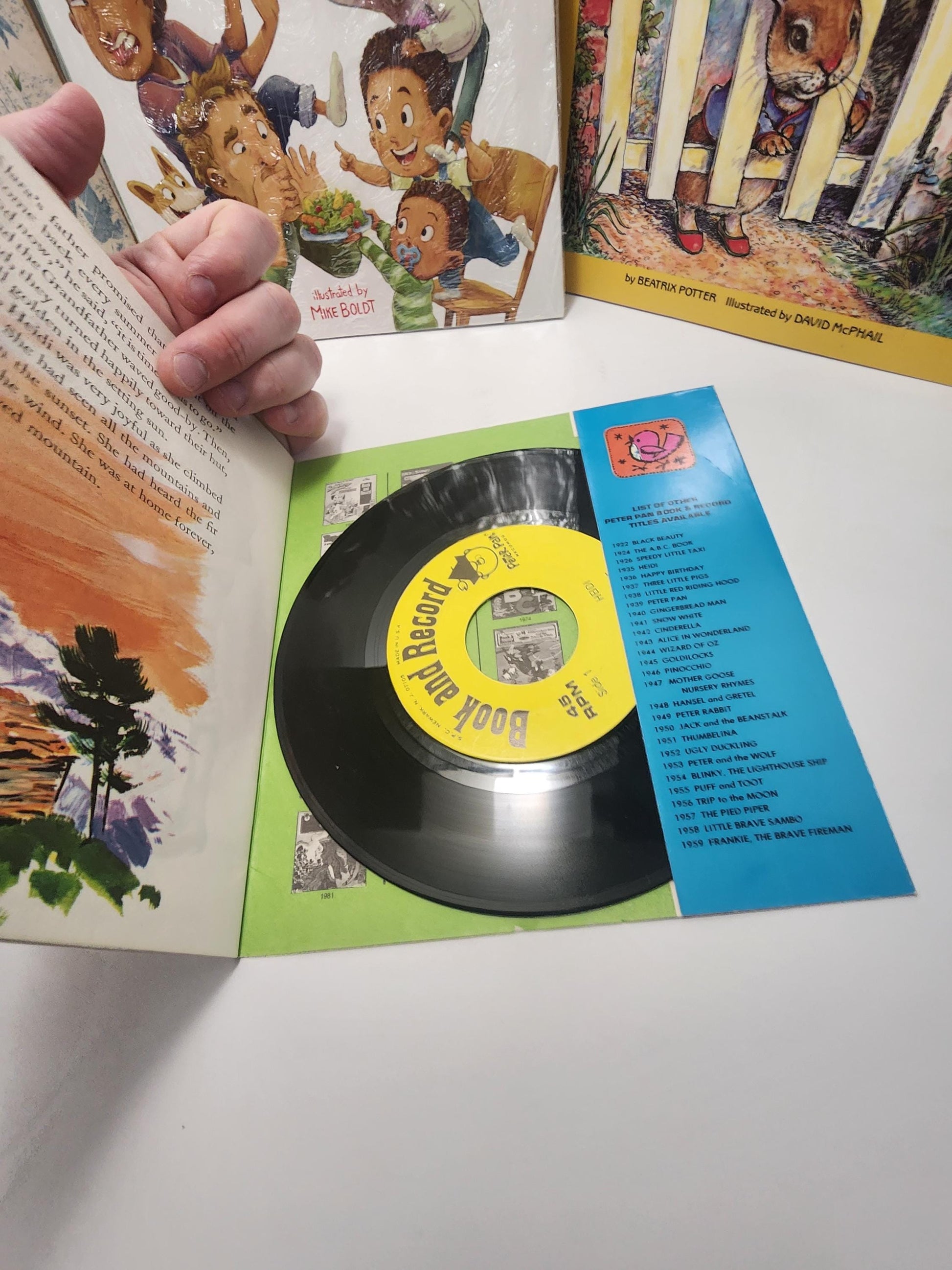 Popular Vintage Children's Books - Books - Children's Books - Peter Rabbit - Just Try One Bite - Vinyl Record Book - Heidi - Where Does The