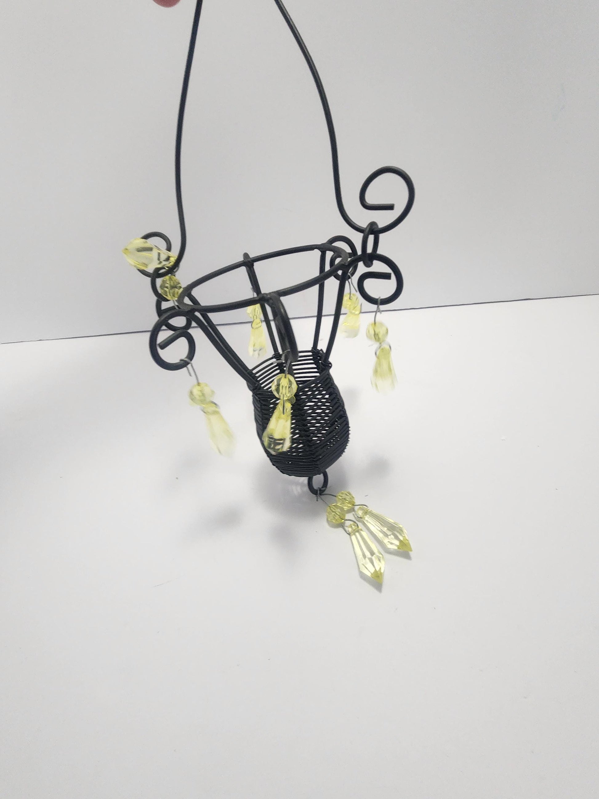 Black Hanging Candle Holder Chandelier With Gems - Hanging Decor - Wall Hanging - Decof - Chandelier - Candles - Candle Holders - Tealights