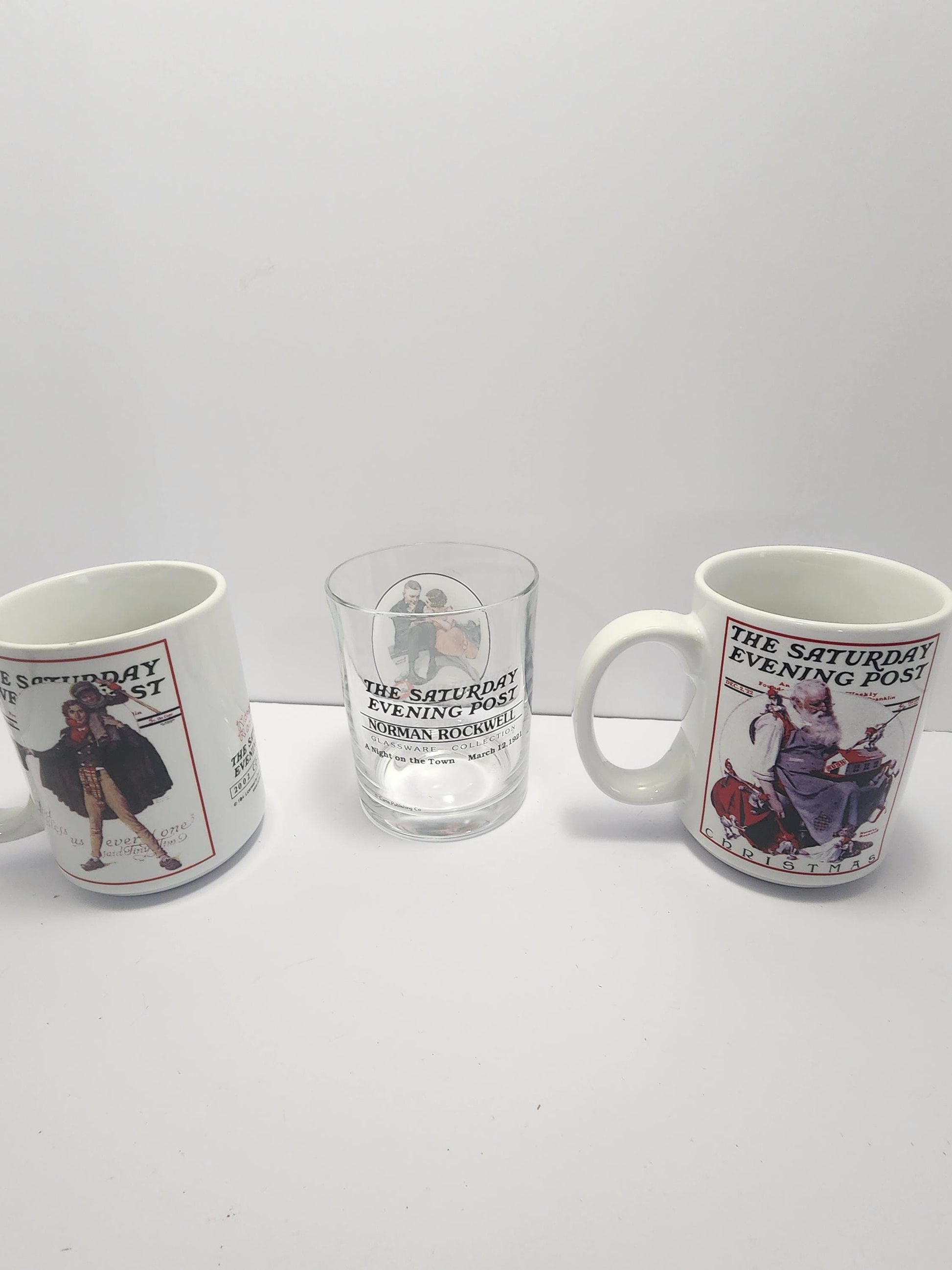 Norman Rockwell The Saturday Evening Post LOT Of 3 - Glasses - Drinking Glasses - Mugs - Coffee Mug - Norman Rockwell - The Saturday Post