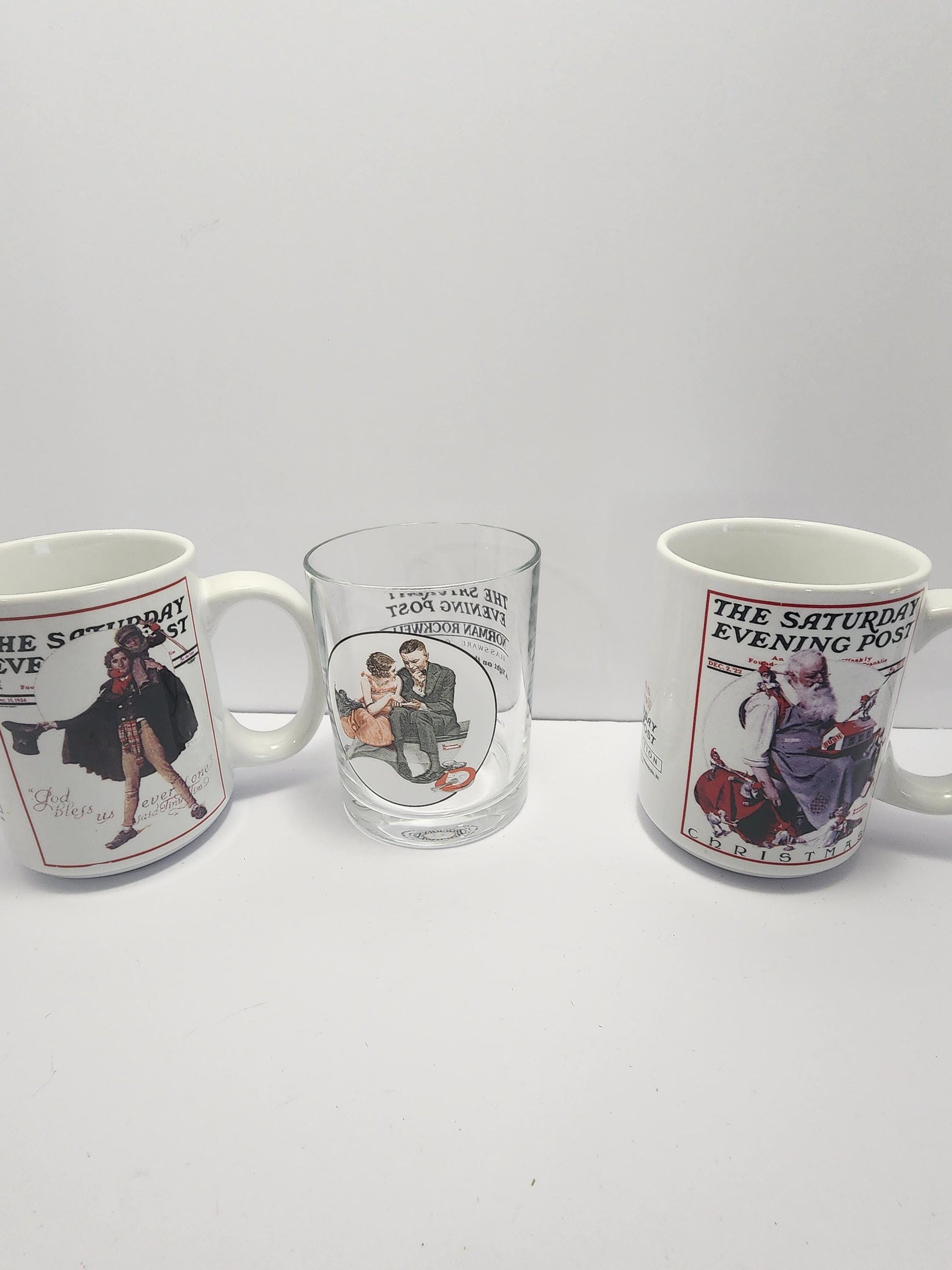 Norman Rockwell The Saturday Evening Post LOT Of 3 - Glasses - Drinking Glasses - Mugs - Coffee Mug - Norman Rockwell - The Saturday Post