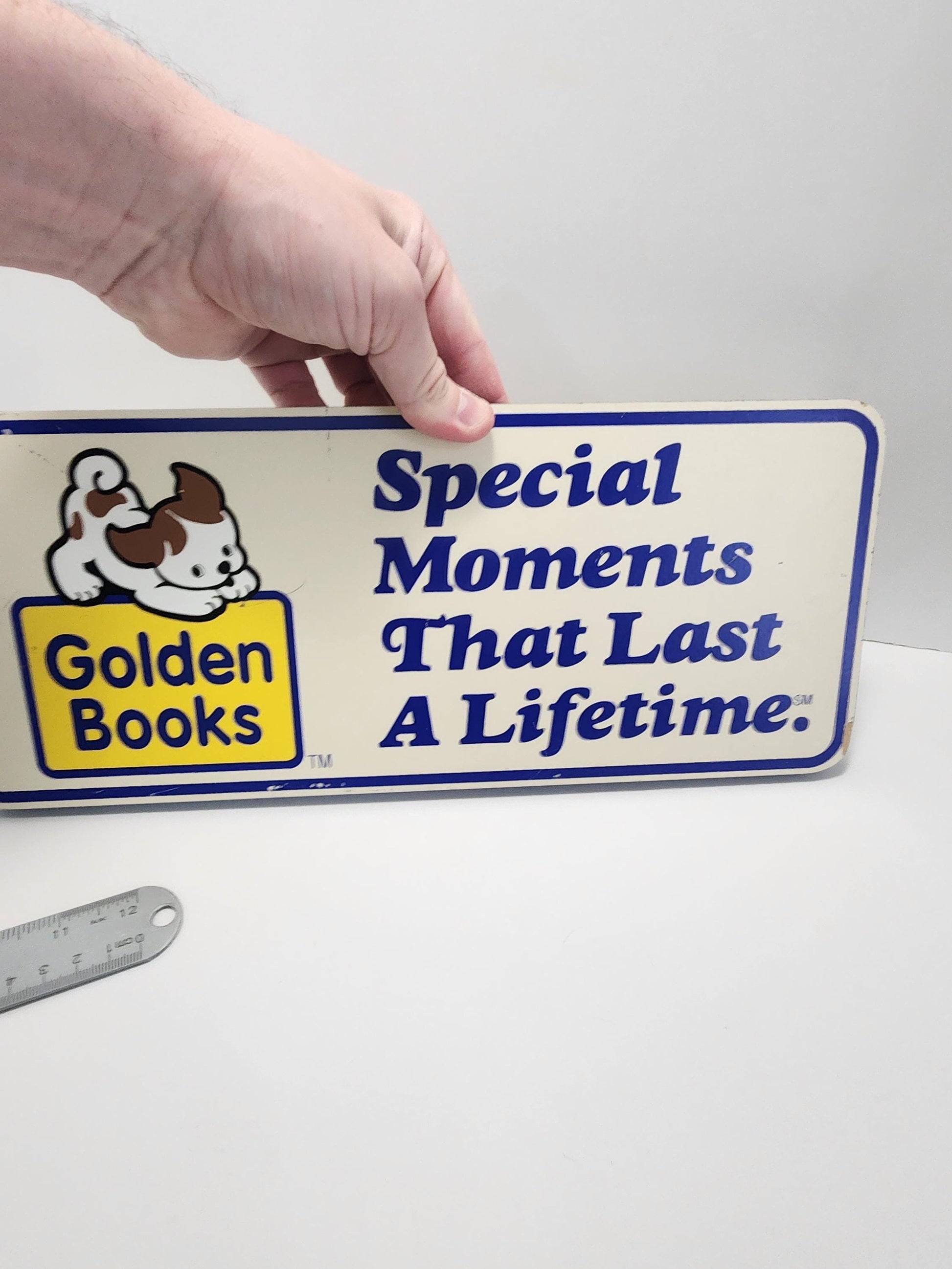 Golden Books Orginal 1980s Vintage Wooden Plaque Sign - Library - Books - Children's Books - Little Golden Books - Golden Books