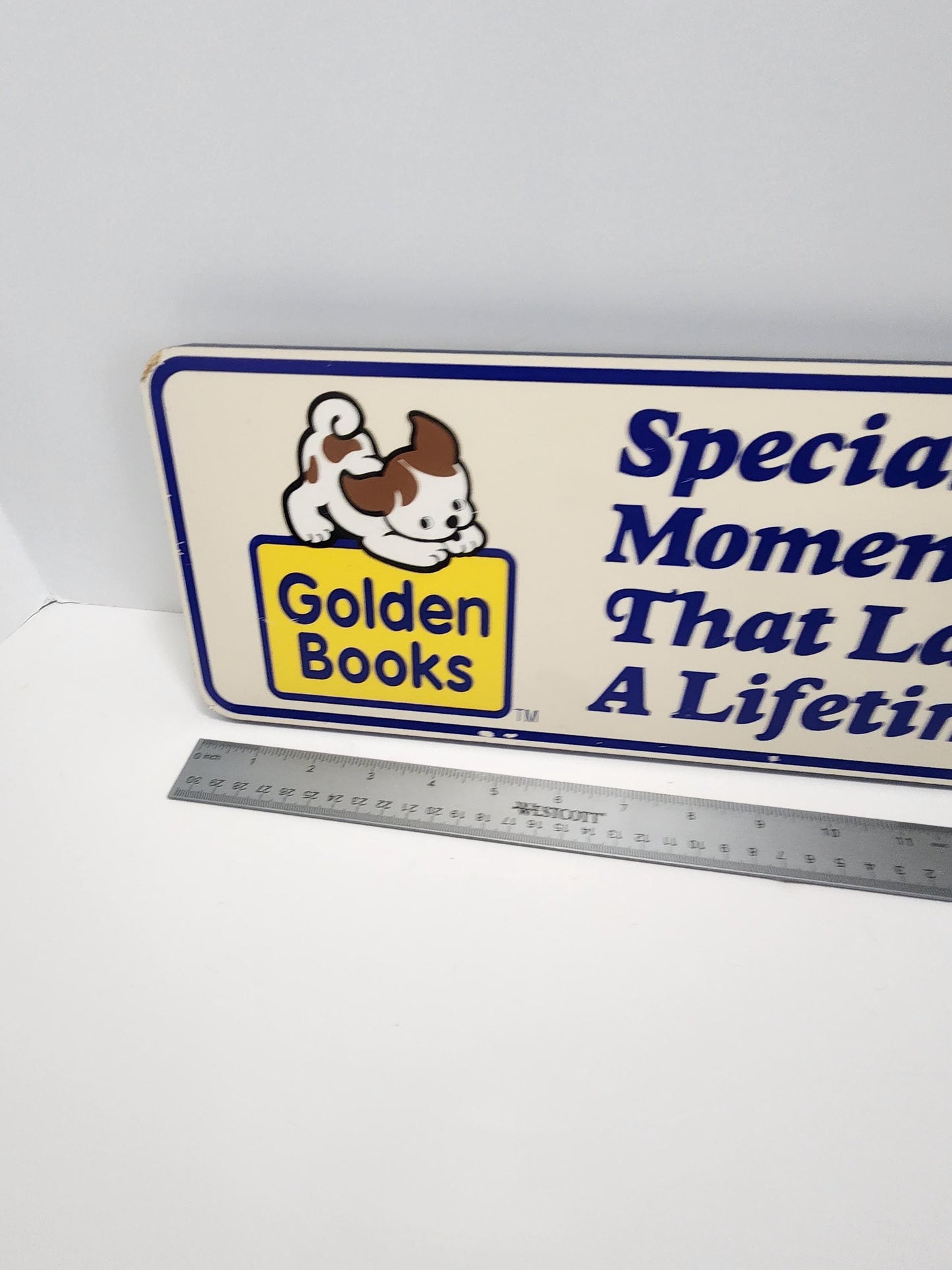 Golden Books Orginal 1980s Vintage Wooden Plaque Sign - Library - Books - Children's Books - Little Golden Books - Golden Books