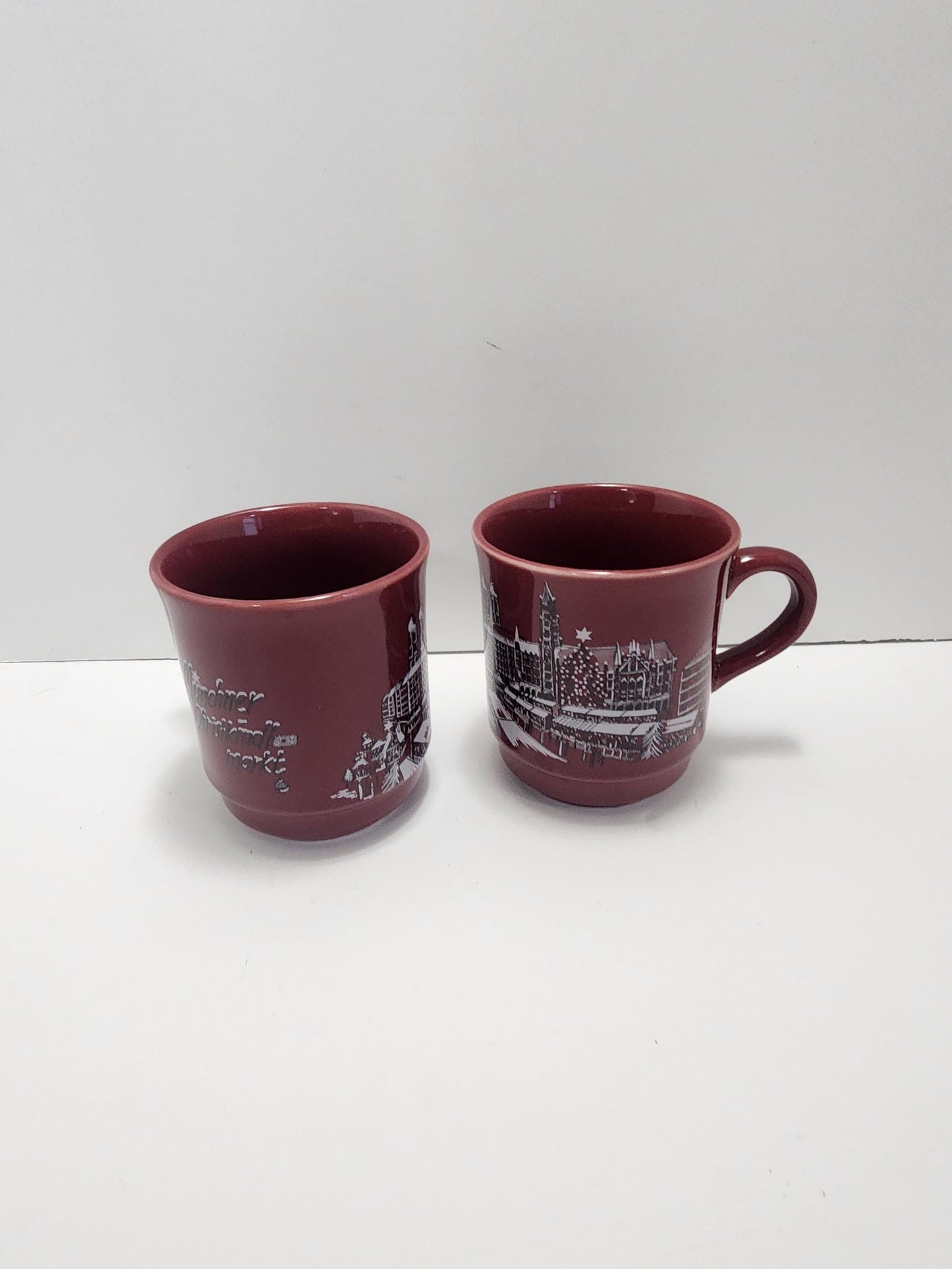 Rare German Christmas Coffee Mug, Munchier Christkindle Markt, Edition Kossinger SET OF 2 - German - Munchier - Christkindle - Mugs -