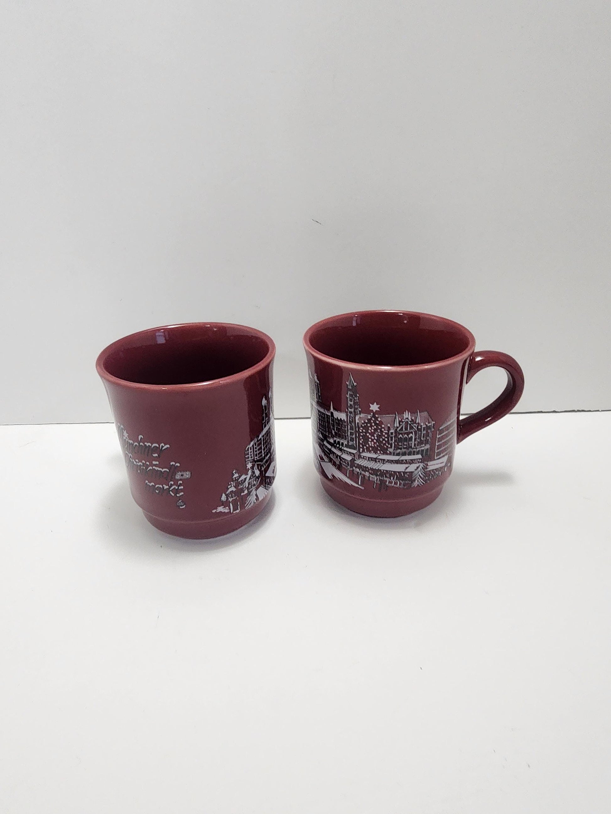 Rare German Christmas Coffee Mug, Munchier Christkindle Markt, Edition Kossinger SET OF 2 - German - Munchier - Christkindle - Mugs -