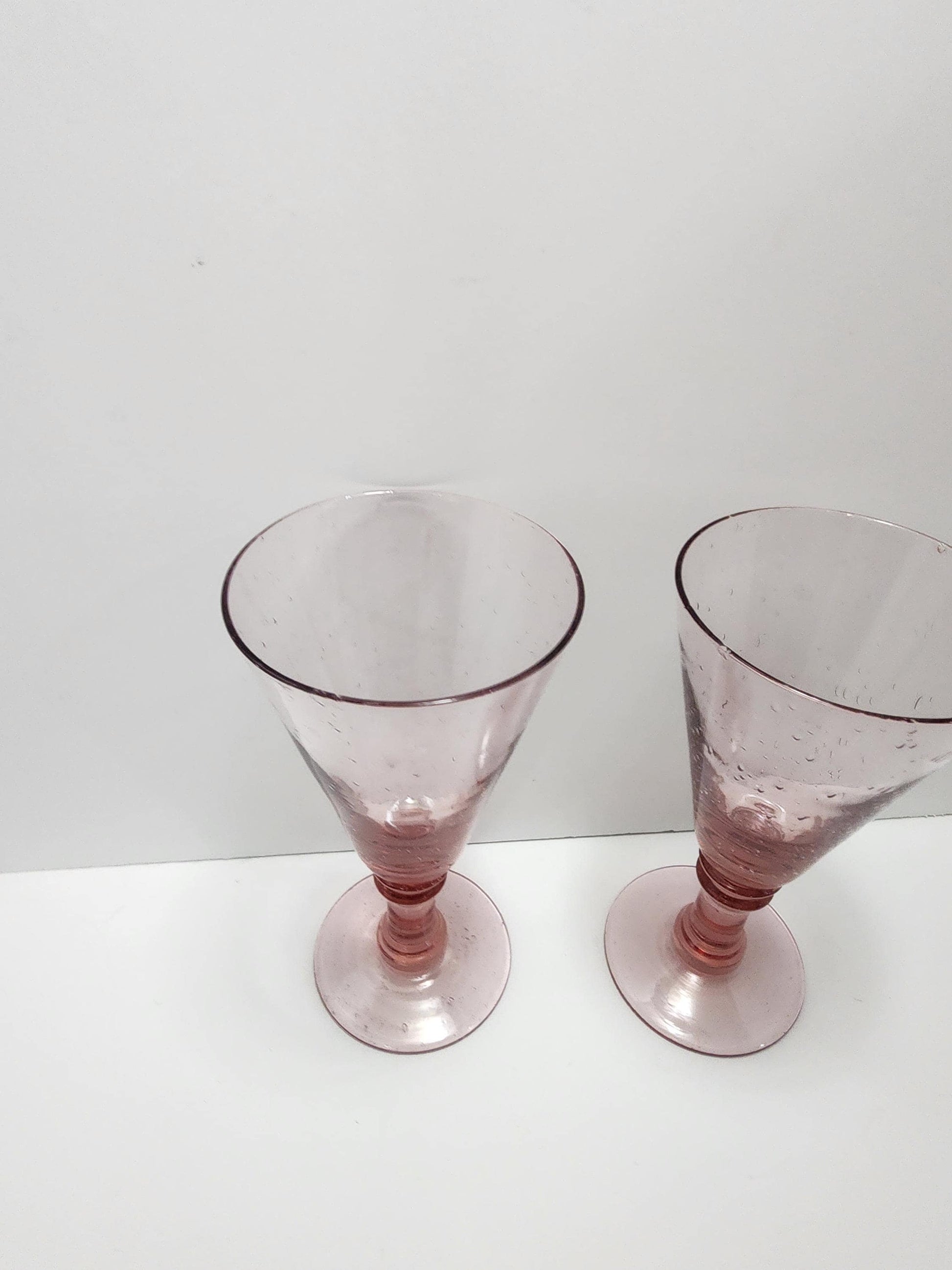 Pink Vintage Wine Cocktail Glasses SET Of 2 - Glasses - Barware - Drinkware - Wine - Wine Glasses - Cocktail - Cocktail Glasses - Pink