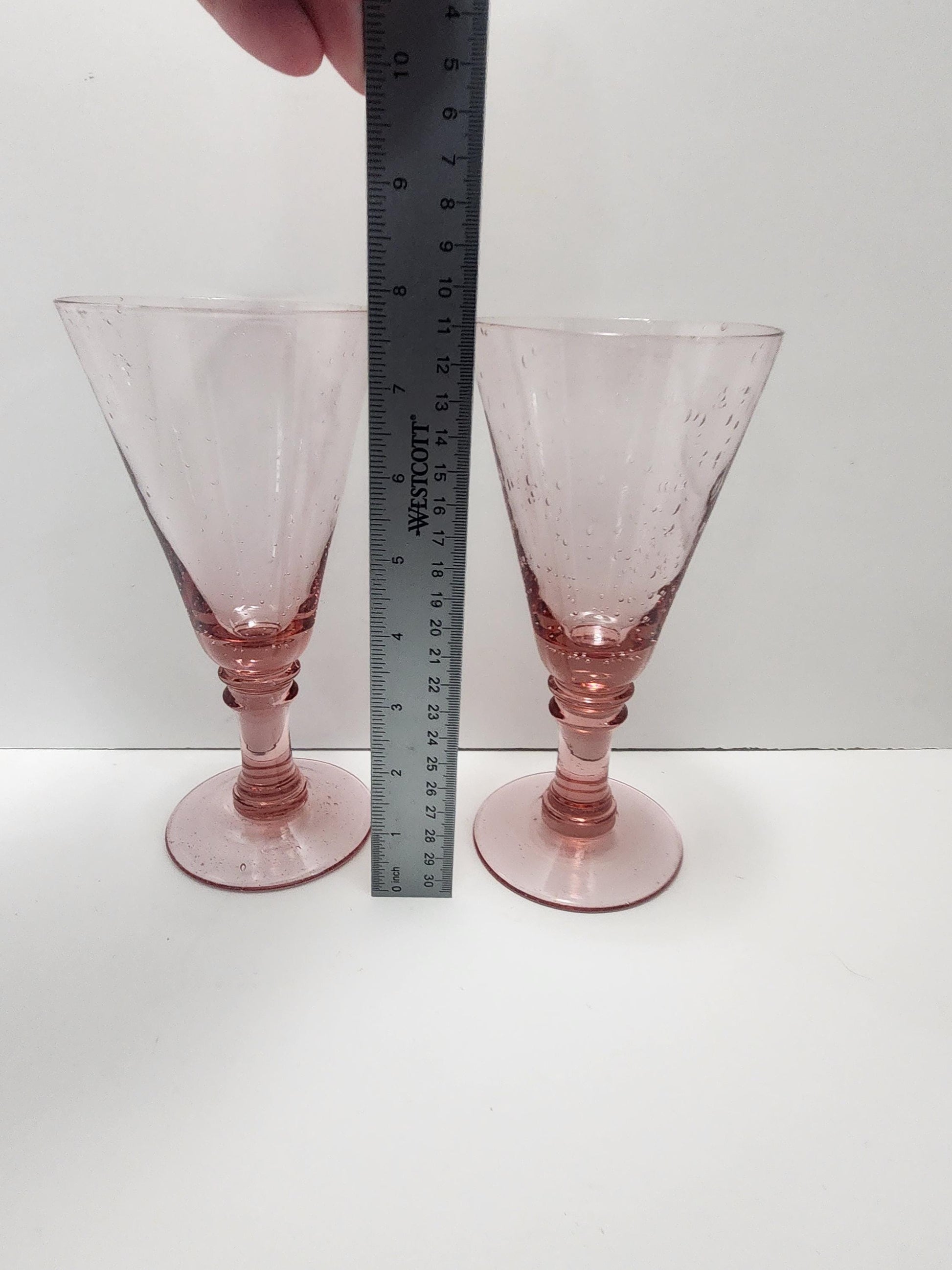 Pink Vintage Wine Cocktail Glasses SET Of 2 - Glasses - Barware - Drinkware - Wine - Wine Glasses - Cocktail - Cocktail Glasses - Pink