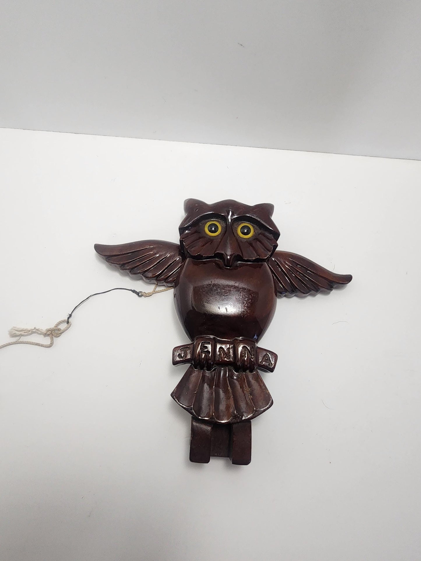 Wooden Carved Vintage Folk Art Owl Hanging Figure - Owls - Owl Gifts - Owl Figures - Jenna - Gifts For Jenna - Wall Hangings - Animals