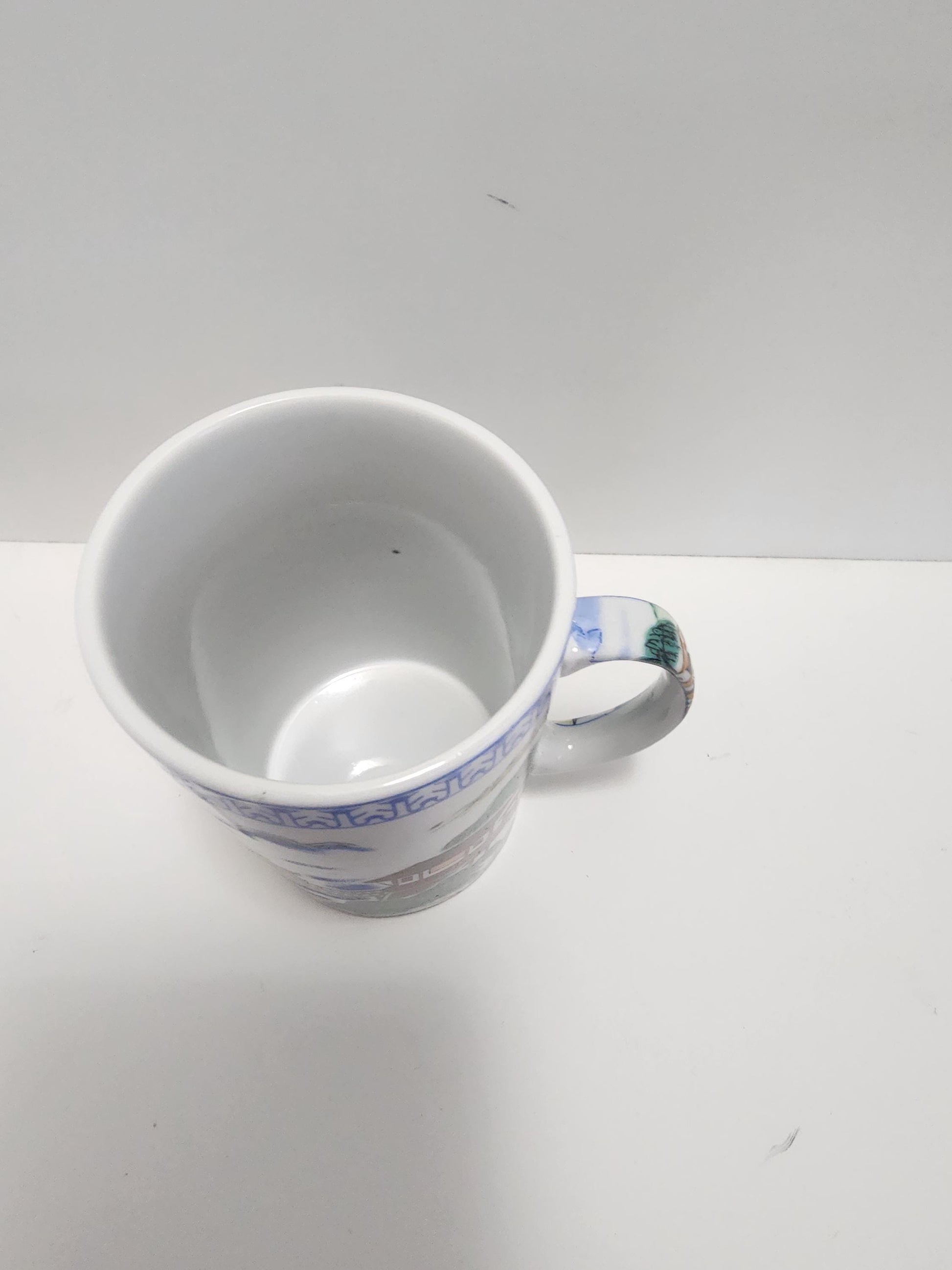 Porcelain Chinese Vintage Tea Mug With Lid - Mugs - Coffee - Tea - Chinese - Chinese Mug - Porcelain Mug