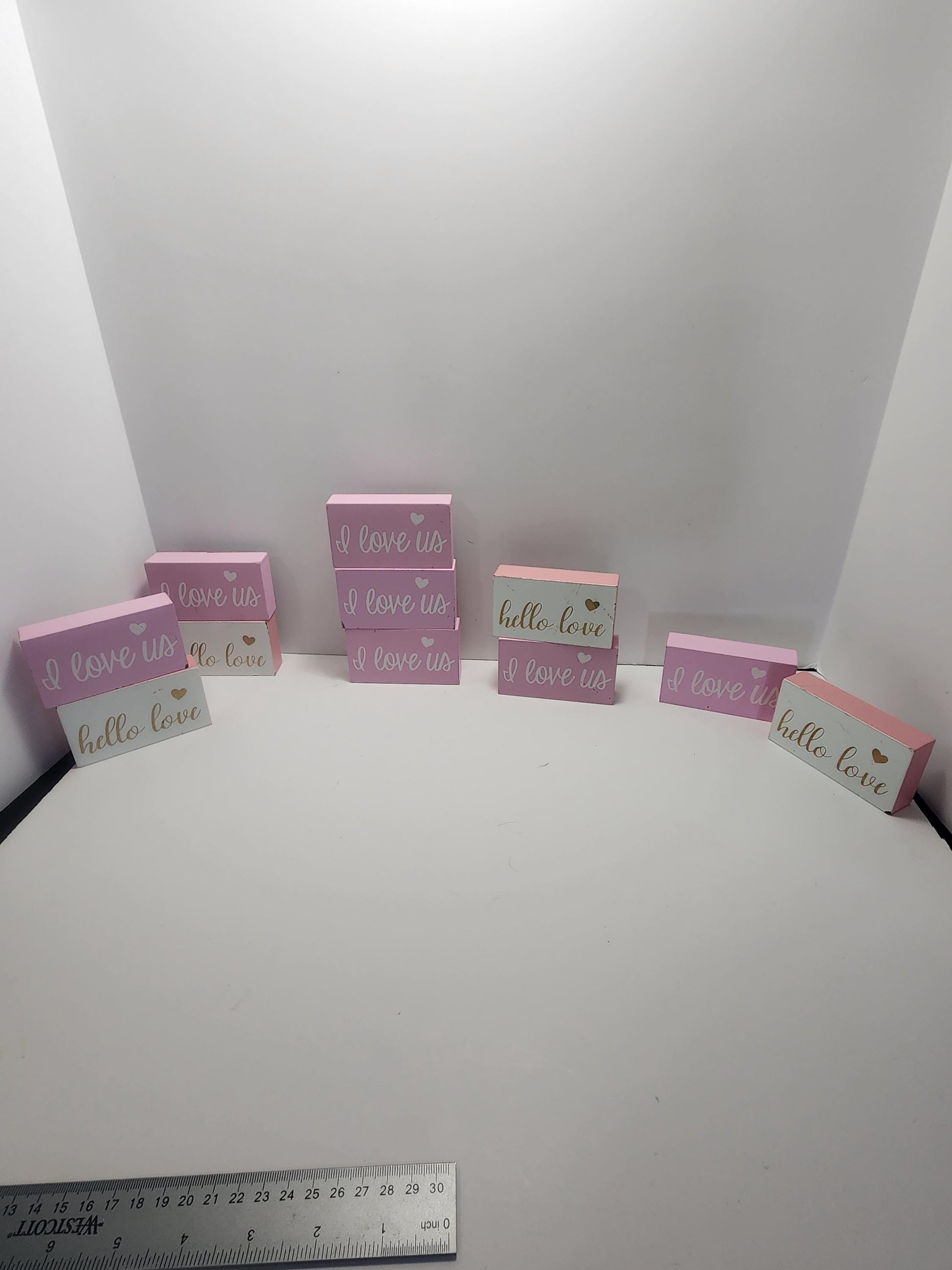I Love US & Hello Love Home Decor Love Blocks - Blocks - Decor - Home Decor - Couples - Love - Love Decor - I Love Us - Hello Love - Pink