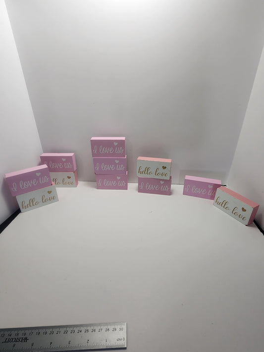 I Love US & Hello Love Home Decor Love Blocks - Blocks - Decor - Home Decor - Couples - Love - Love Decor - I Love Us - Hello Love - Pink