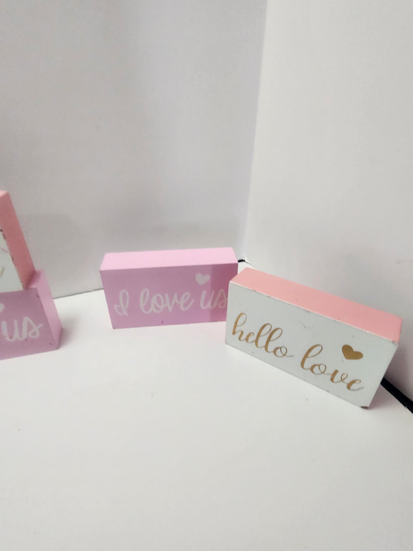 I Love US & Hello Love Home Decor Love Blocks - Blocks - Decor - Home Decor - Couples - Love - Love Decor - I Love Us - Hello Love - Pink