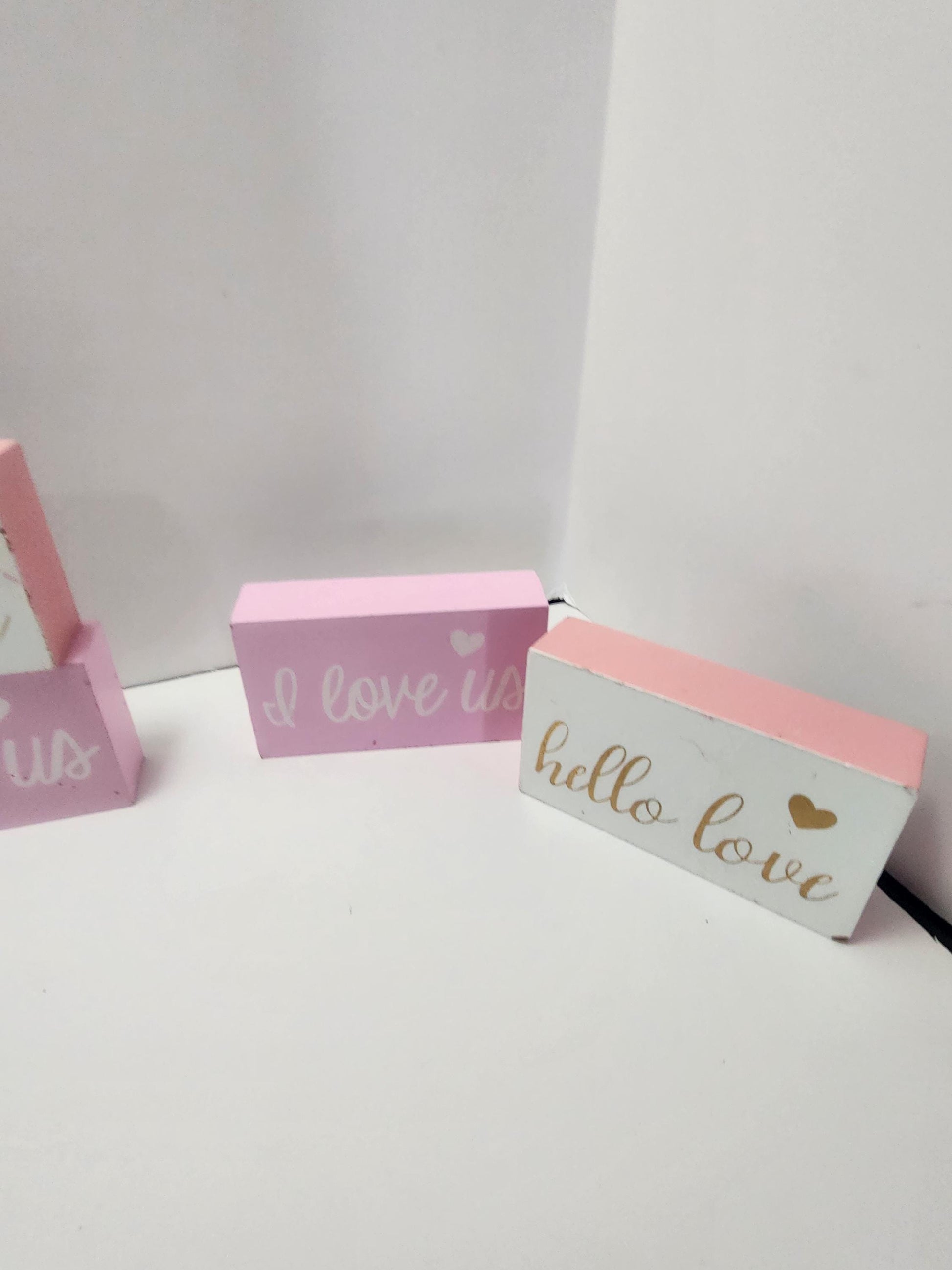 I Love US & Hello Love Home Decor Love Blocks - Blocks - Decor - Home Decor - Couples - Love - Love Decor - I Love Us - Hello Love - Pink