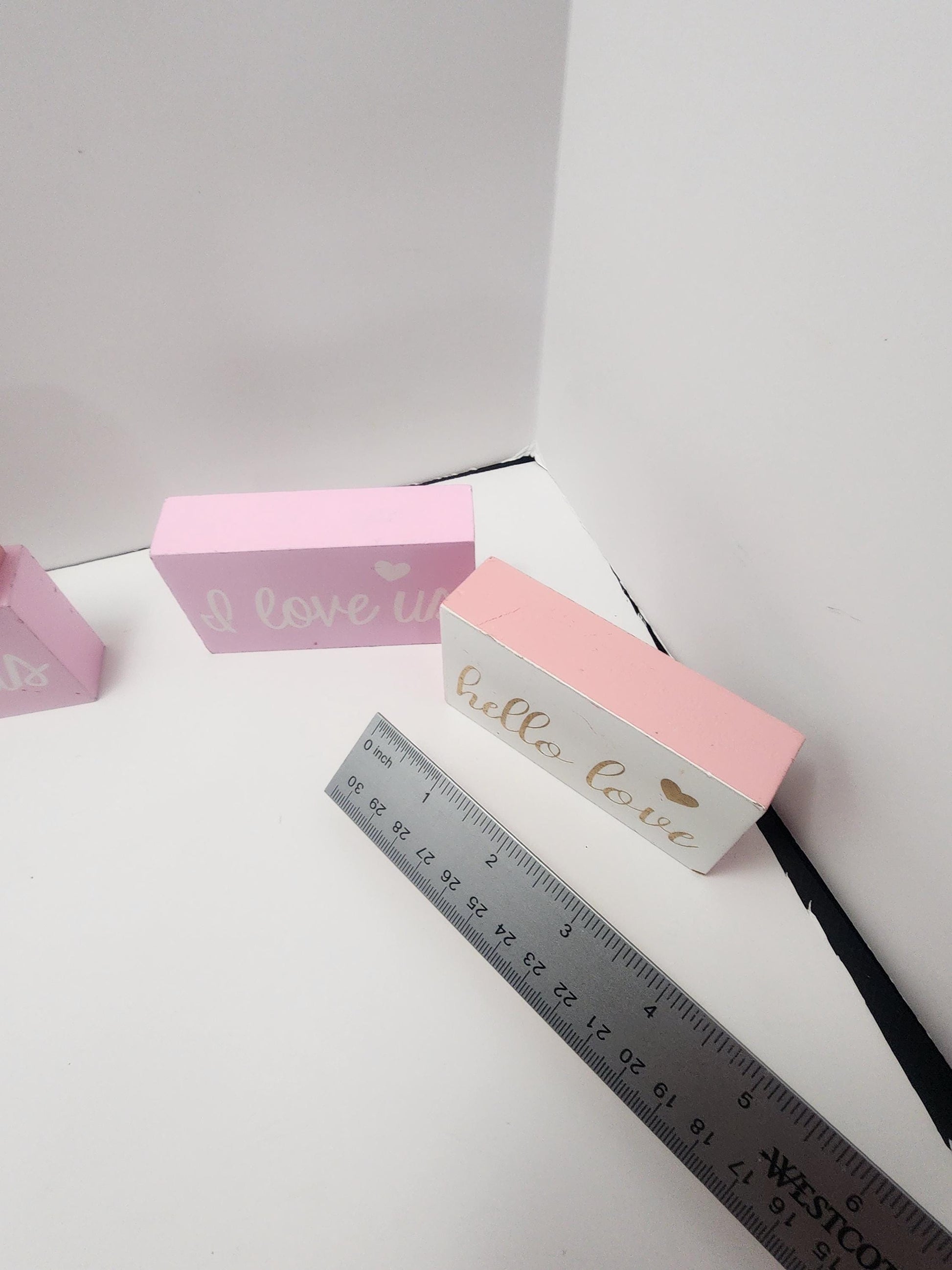 I Love US & Hello Love Home Decor Love Blocks - Blocks - Decor - Home Decor - Couples - Love - Love Decor - I Love Us - Hello Love - Pink