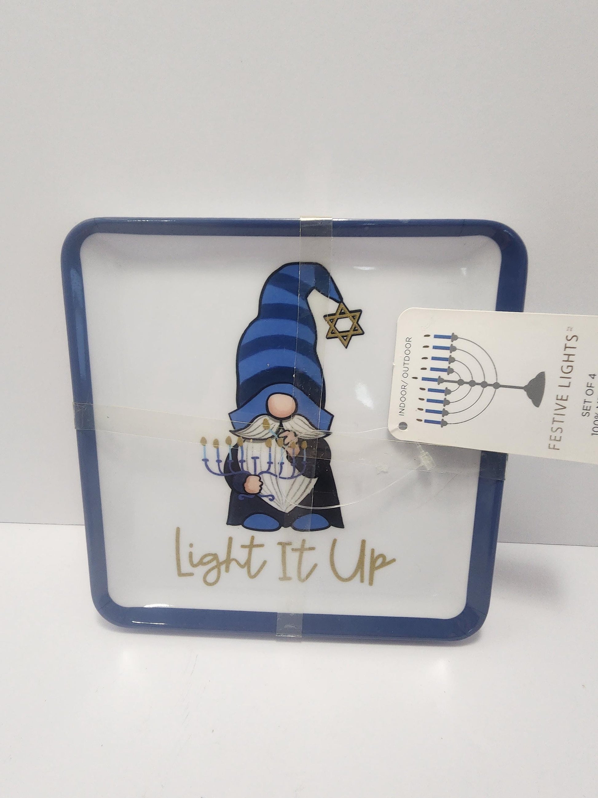 Hanukkah Gnomes Kitchen Plates SET Of 4 - Gnomes - Hanukkah - Hanukkah Gnomes - Kitchen - Kitchen Decor - Kitchen Set -Gnomes Decor - Plates