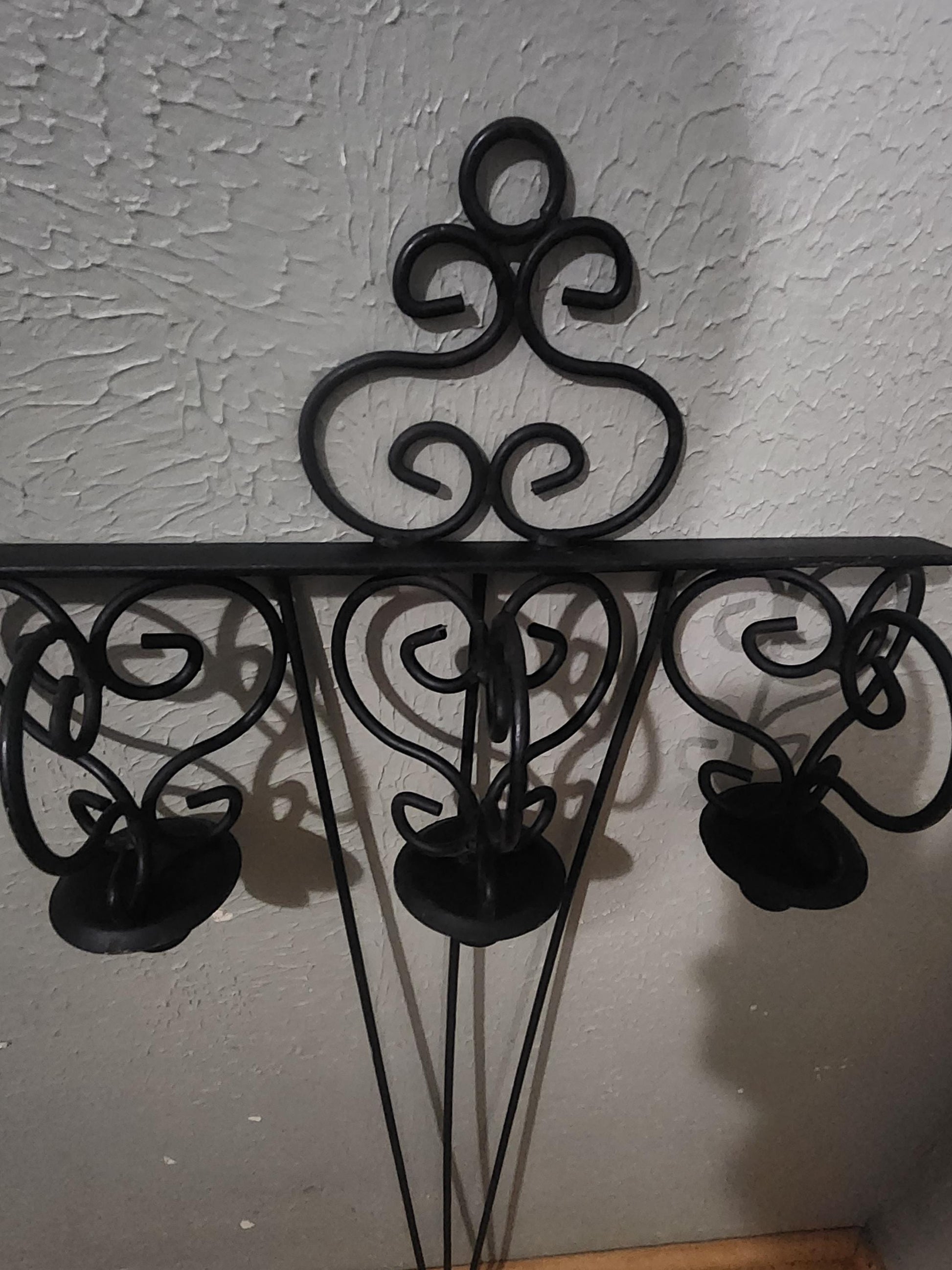Mid Century Black Iron Triple Hanging Candle Holder - Candles - Candle Holders - Black Iron - Mid Century - Decor - Antiques