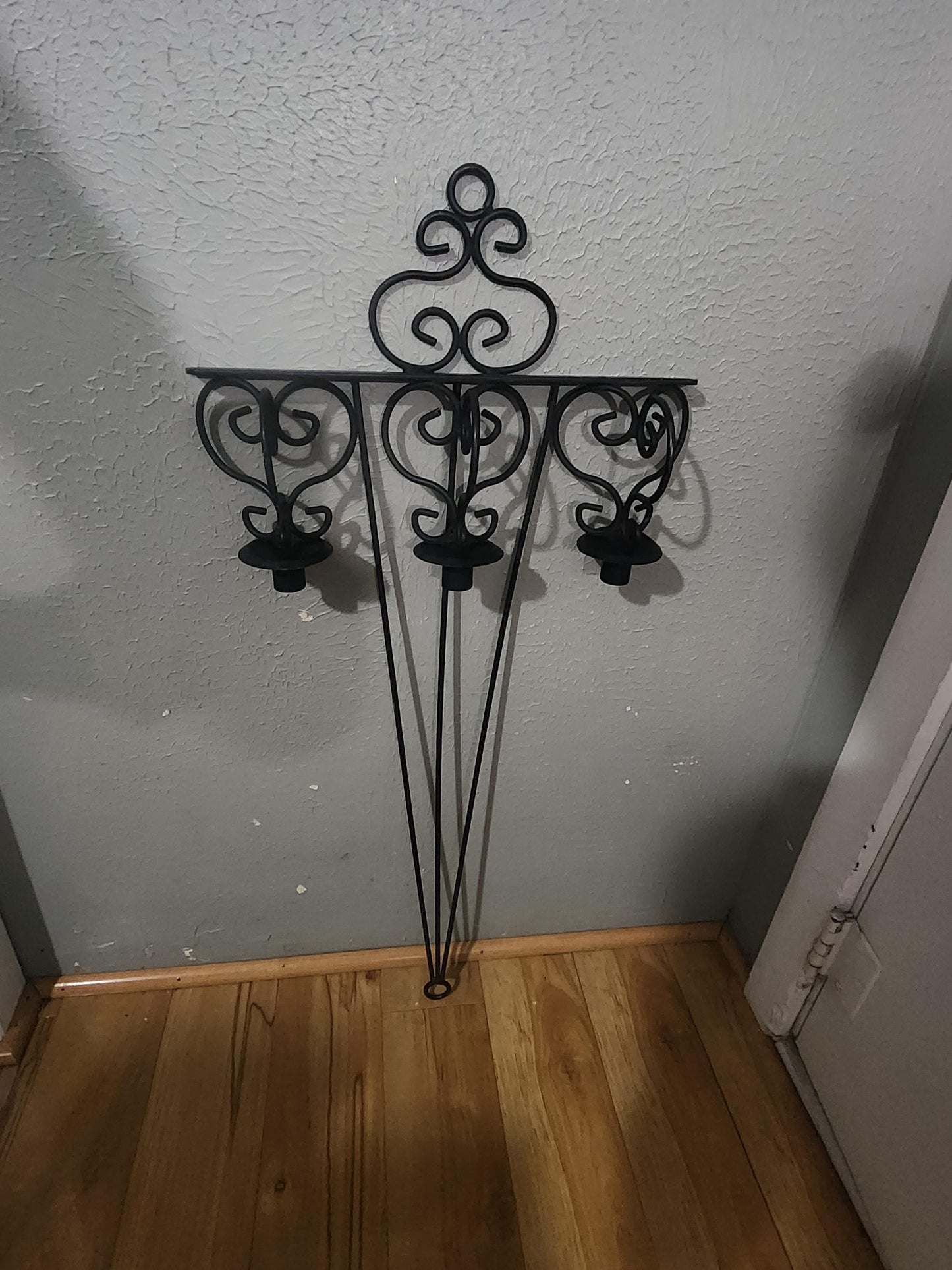 Mid Century Black Iron Triple Hanging Candle Holder - Candles - Candle Holders - Black Iron - Mid Century - Decor - Antiques