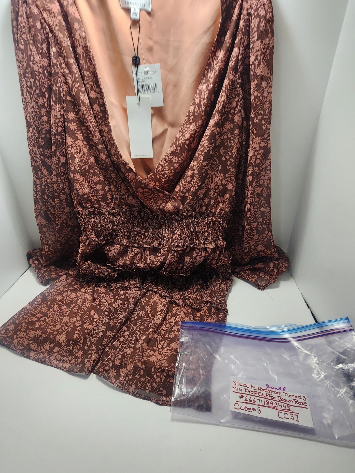 Socialite Nordstrom Dress Size S - Nordstrom - Socialite - Dresses - Mini Dress - Chiffon - Brown Rose - Gift For Women