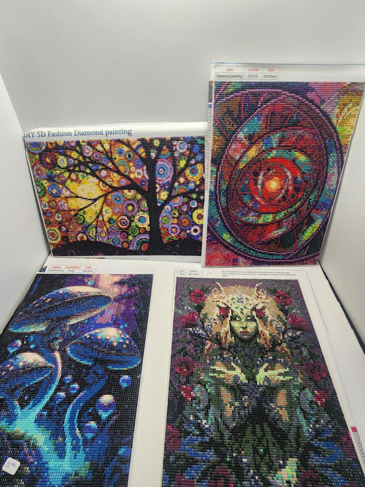 Diamond Paintings LOT Of 4 - Trees - Witches - Decor - Decorations - Paintings - Art - Diamond Art - Diamond Paintings