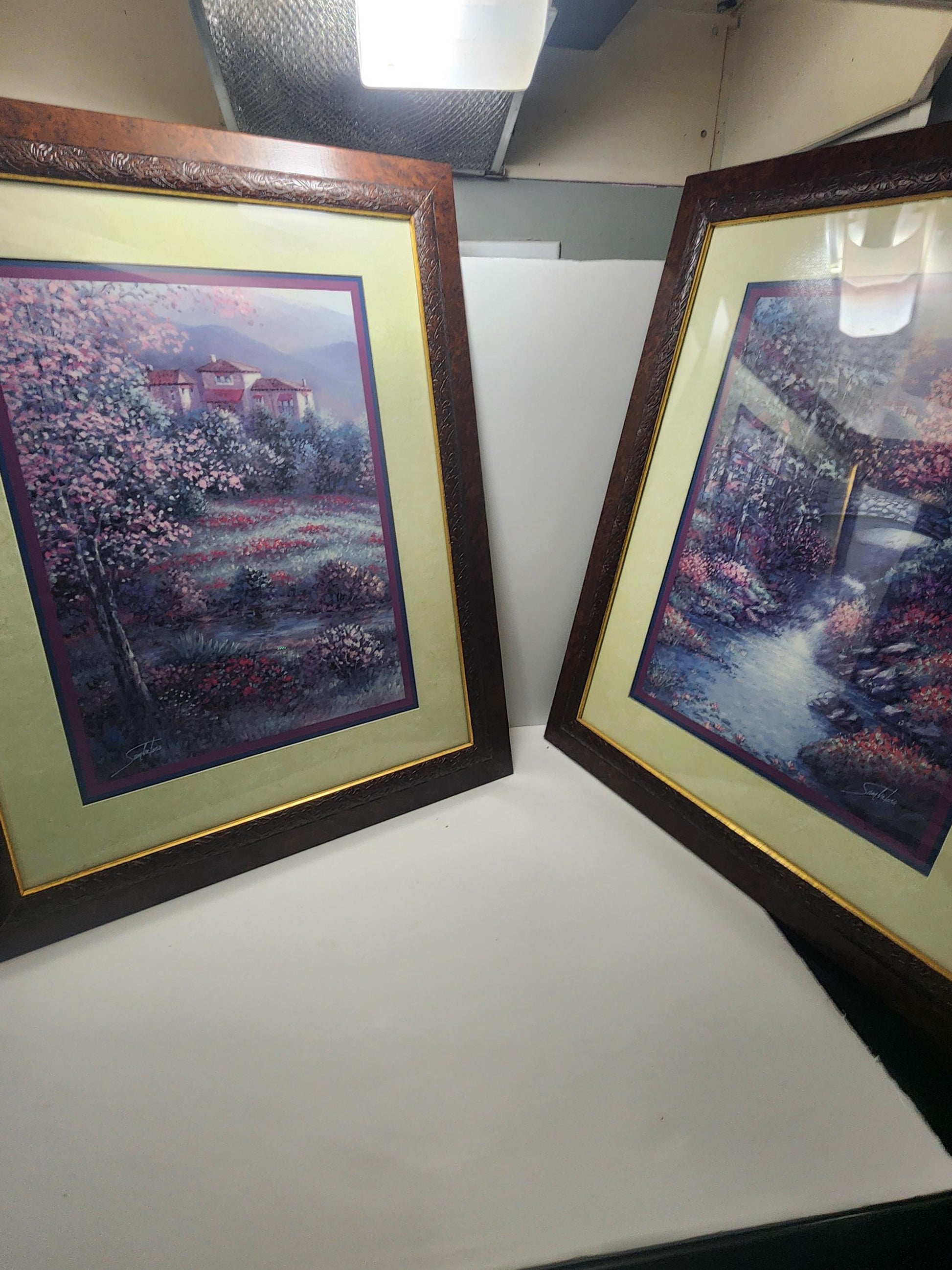 Sambataro Paintings Vintage LOT Of 2 Secluded Cabin Portrait - Decor - Wall Decor - Framed Pictures - Paintings - Sambataro