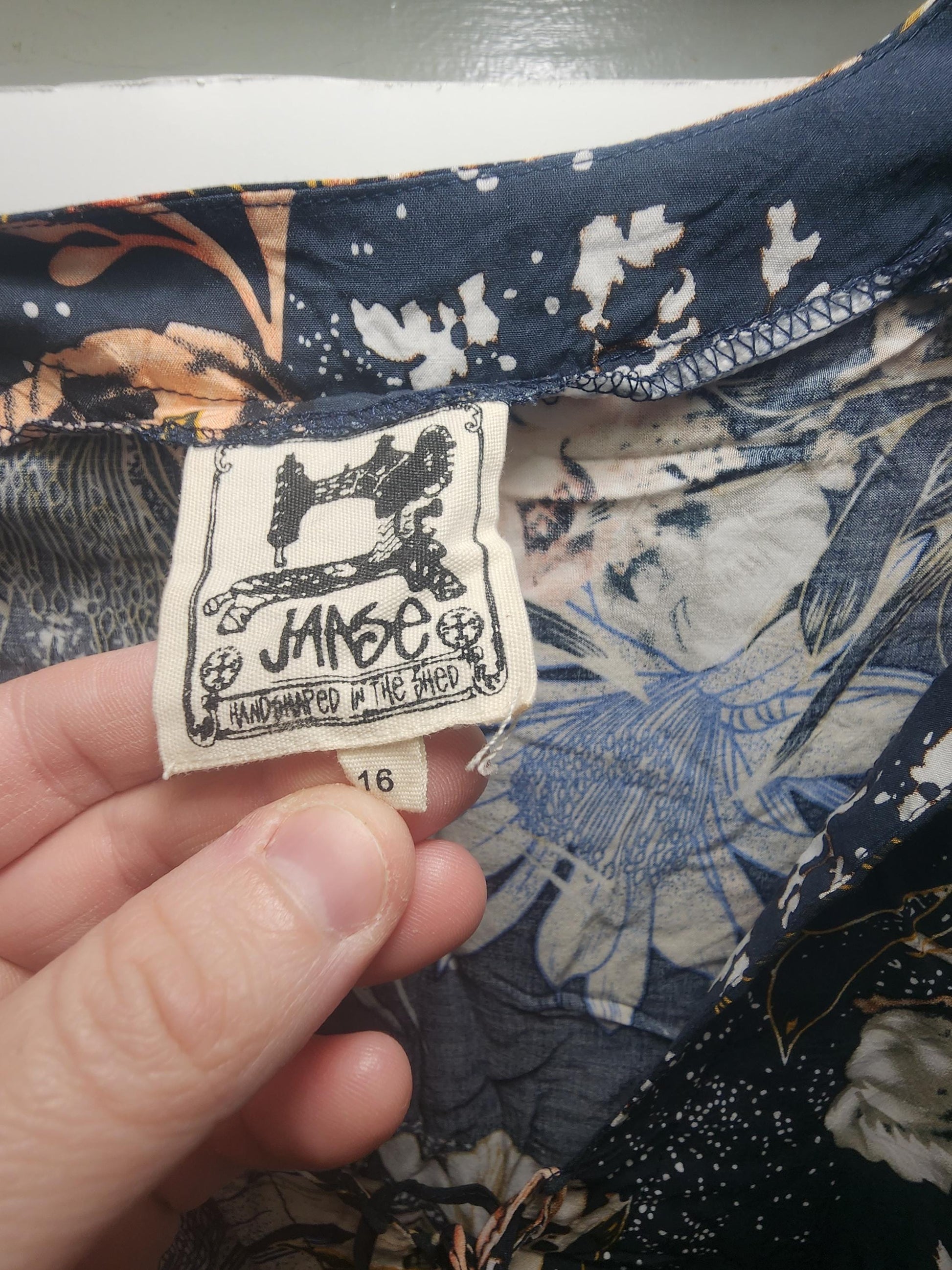 Jaase Indigo Floral Dress Crochet Details Button Down Nwt Country Boho Size 16 - Size 16 - Jaase - Jaase Clothing - Women's Clothing