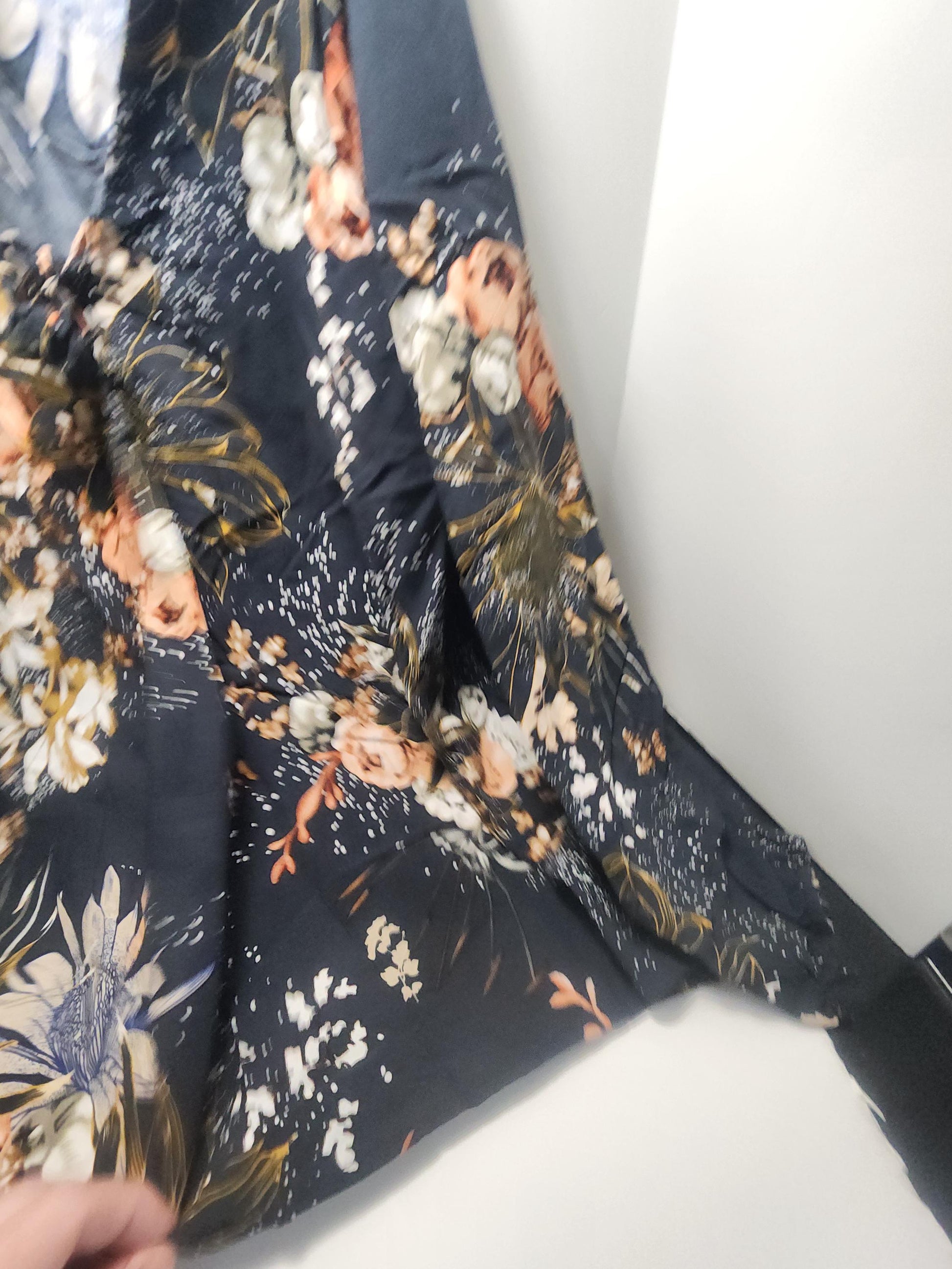 Jaase Indigo Floral Dress Crochet Details Button Down Nwt Country Boho Size 16 - Size 16 - Jaase - Jaase Clothing - Women's Clothing