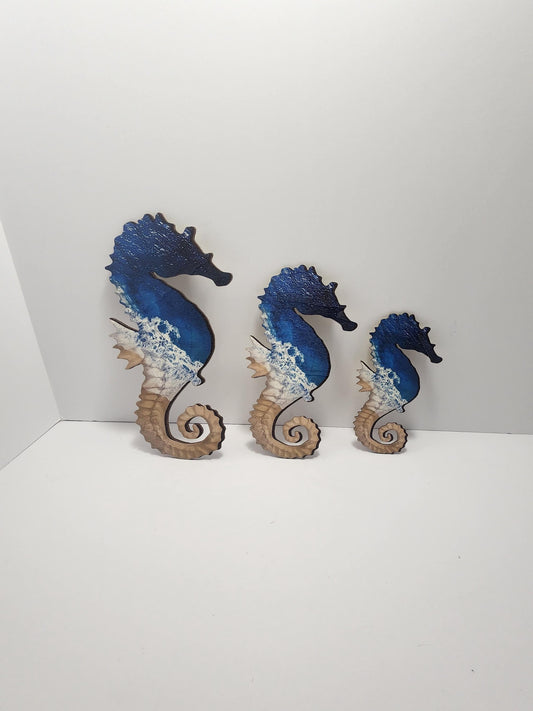 Seahorse Wall Decor Wooden Cut Outs 3 Piece SET - Sea Horse - Seahorse - Ocean Decor - Wall Hangings - Wall Decor - Wildlife - Marine Life