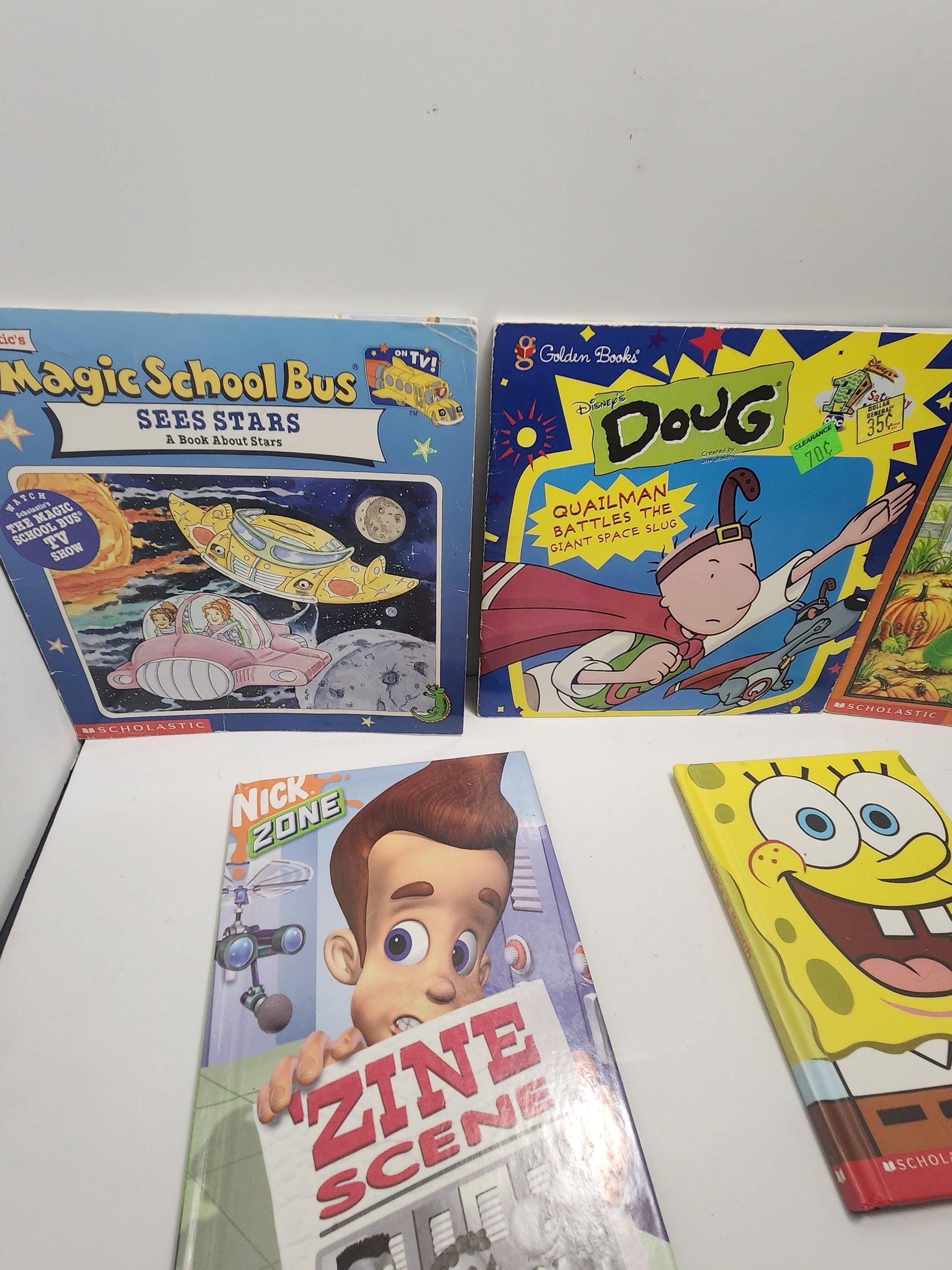 Vintage 1990s 2000s Popular Kids Shows Books - Nickelodeon - Jimmy Neutron - Doug - The Magic School Bus - Franklin - Nick Jr - Children's