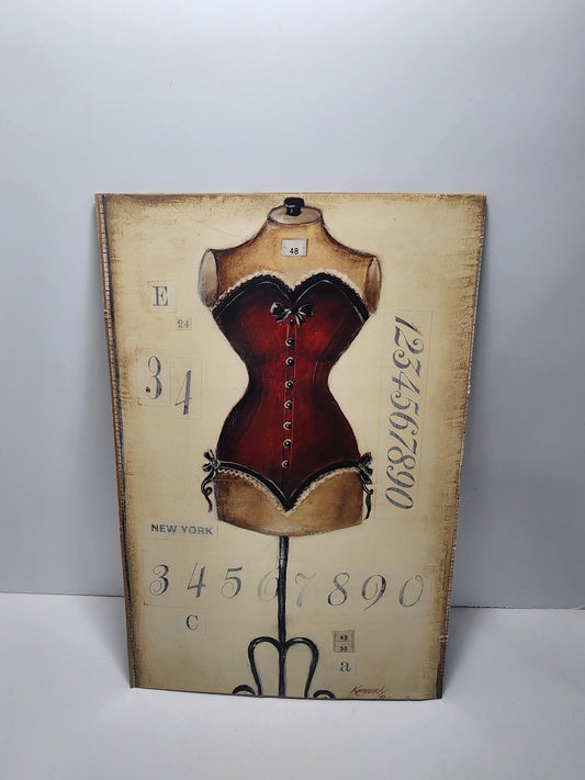 Vintage Red & Black Corset Dress Decor Wall Picture - Pictures - Decor - Corset - Dress - Manican - Wall Hangings - Cut Outs