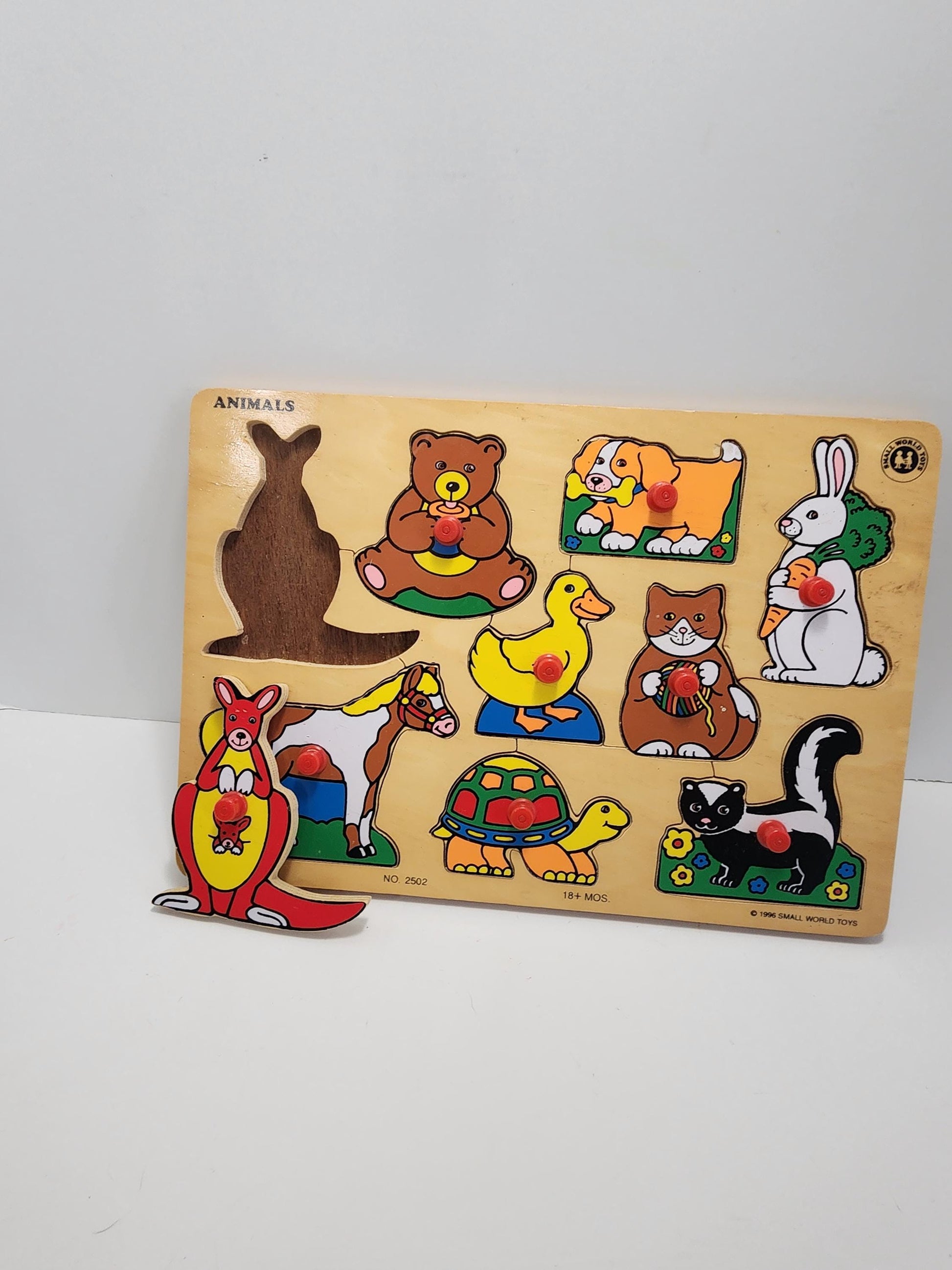 1996 Small World Toys Animal Removable Children's Puzzle - Puzzle - Vintage Toys - Learning Toys - Baby Toys - Small World Toys - Puzzles