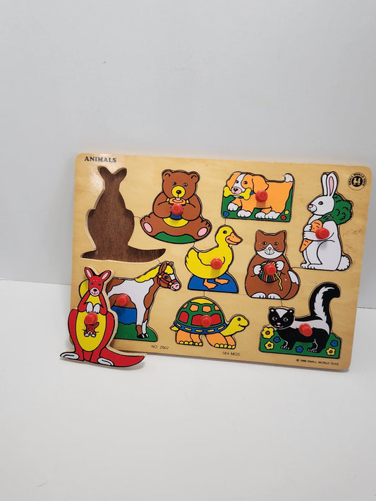 1996 Small World Toys Animal Removable Children's Puzzle - Puzzle - Vintage Toys - Learning Toys - Baby Toys - Small World Toys - Puzzles