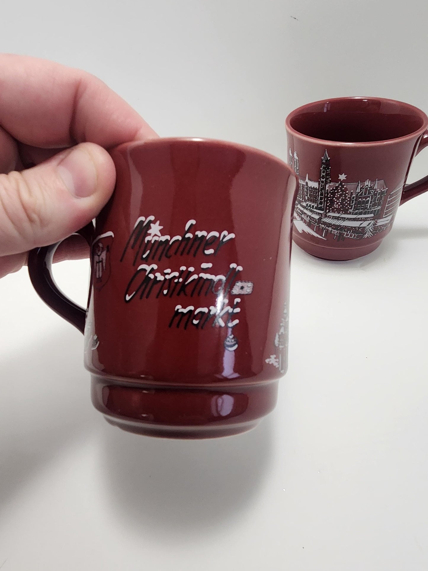 Rare German Christmas Coffee Mug, Munchier Christkindle Markt, Edition Kossinger SET OF 2 - German - Munchier - Christkindle - Mugs -
