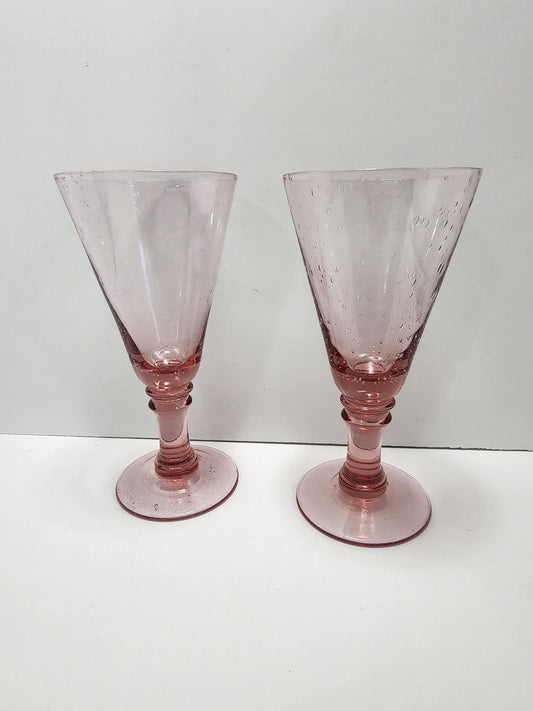 Pink Vintage Wine Cocktail Glasses SET Of 2 - Glasses - Barware - Drinkware - Wine - Wine Glasses - Cocktail - Cocktail Glasses - Pink