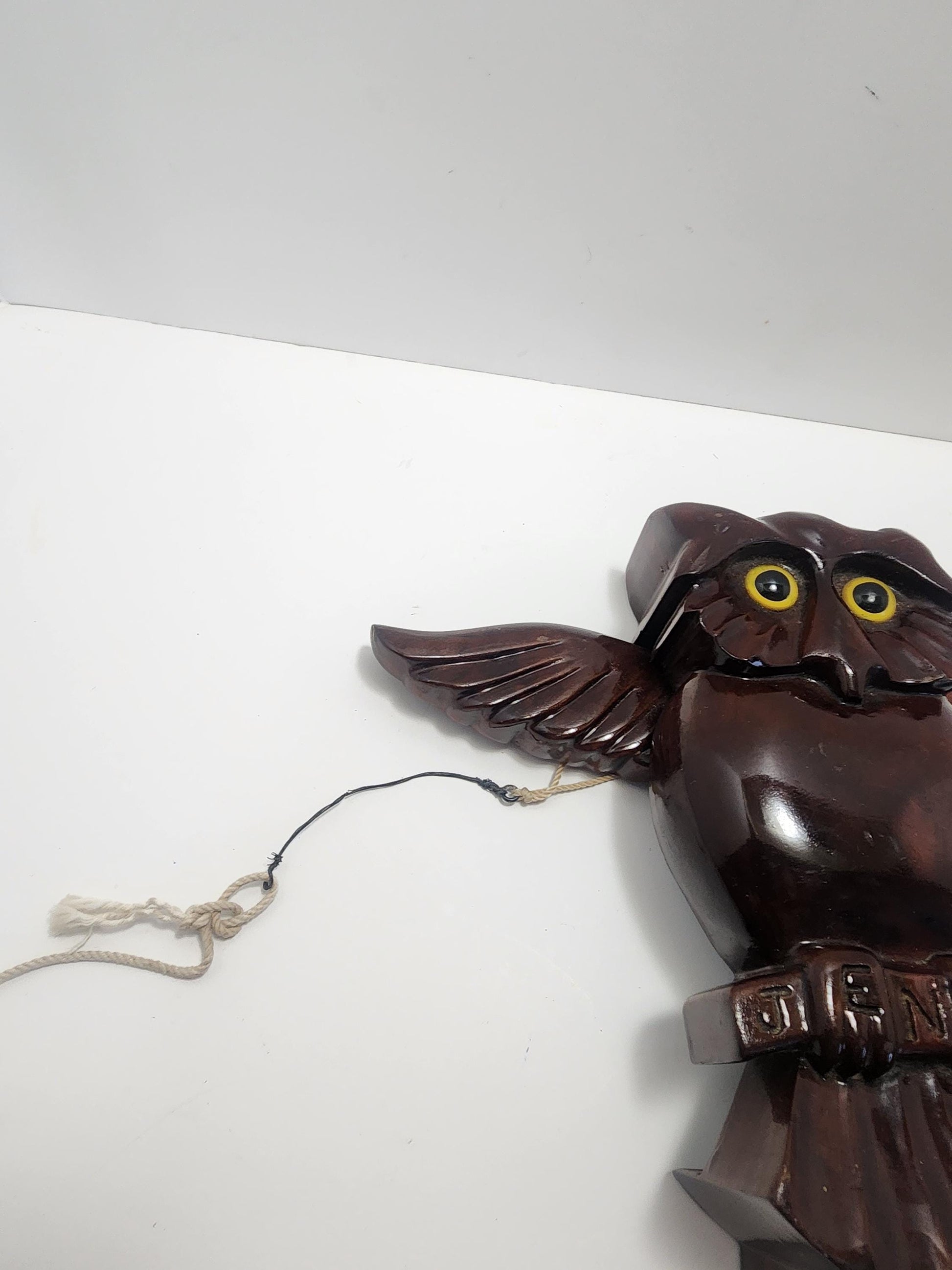 Wooden Carved Vintage Folk Art Owl Hanging Figure - Owls - Owl Gifts - Owl Figures - Jenna - Gifts For Jenna - Wall Hangings - Animals