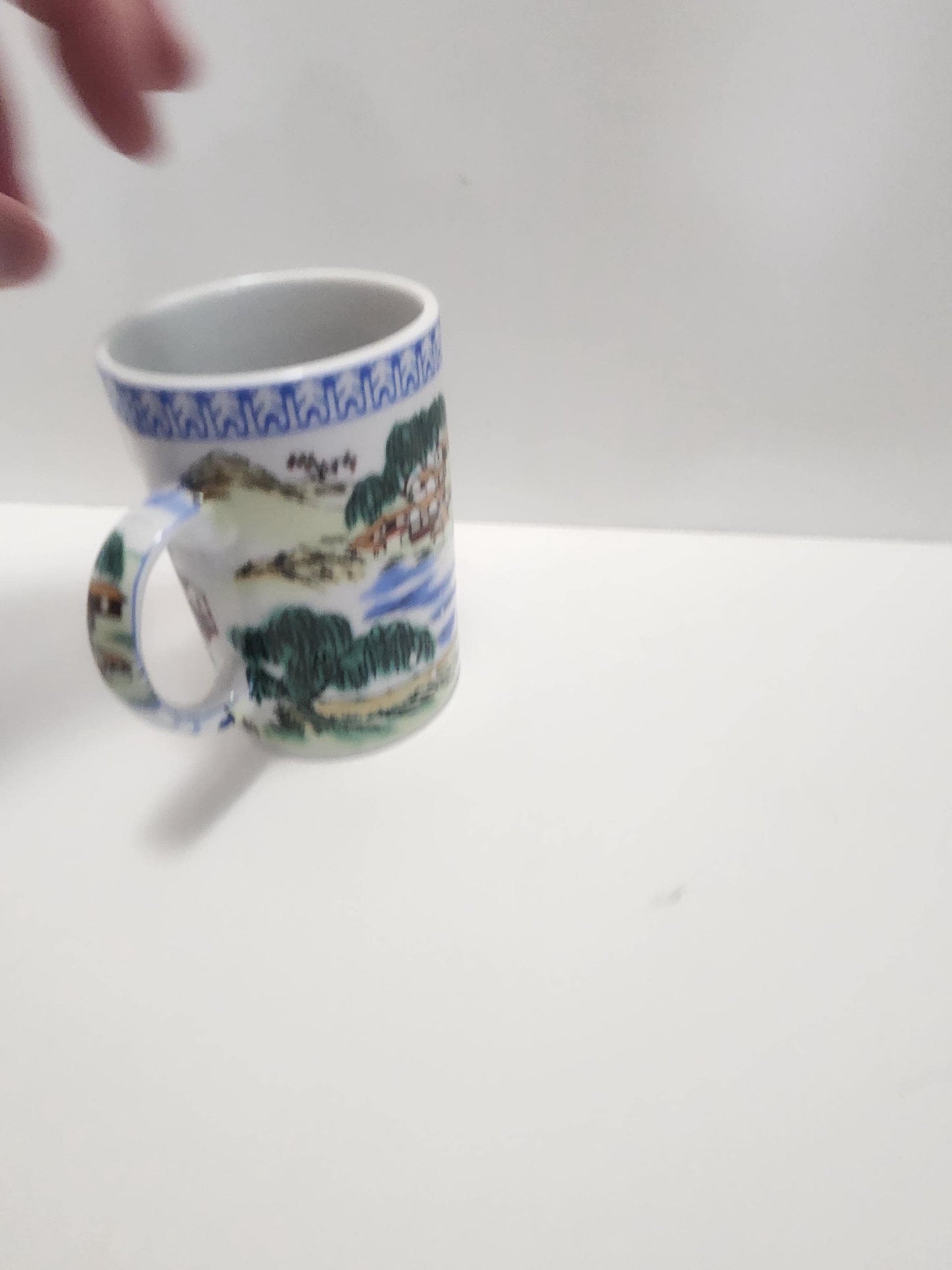 Porcelain Chinese Vintage Tea Mug With Lid - Mugs - Coffee - Tea - Chinese - Chinese Mug - Porcelain Mug