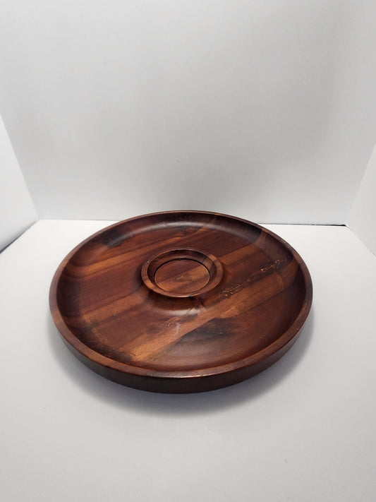 Wooden Food Tray - Serving Tray - Walnuts - Peanuts - Chips and Dip - Chip Tray - Round Serving Tray - Wood Kitchen - Kitchen Gifts