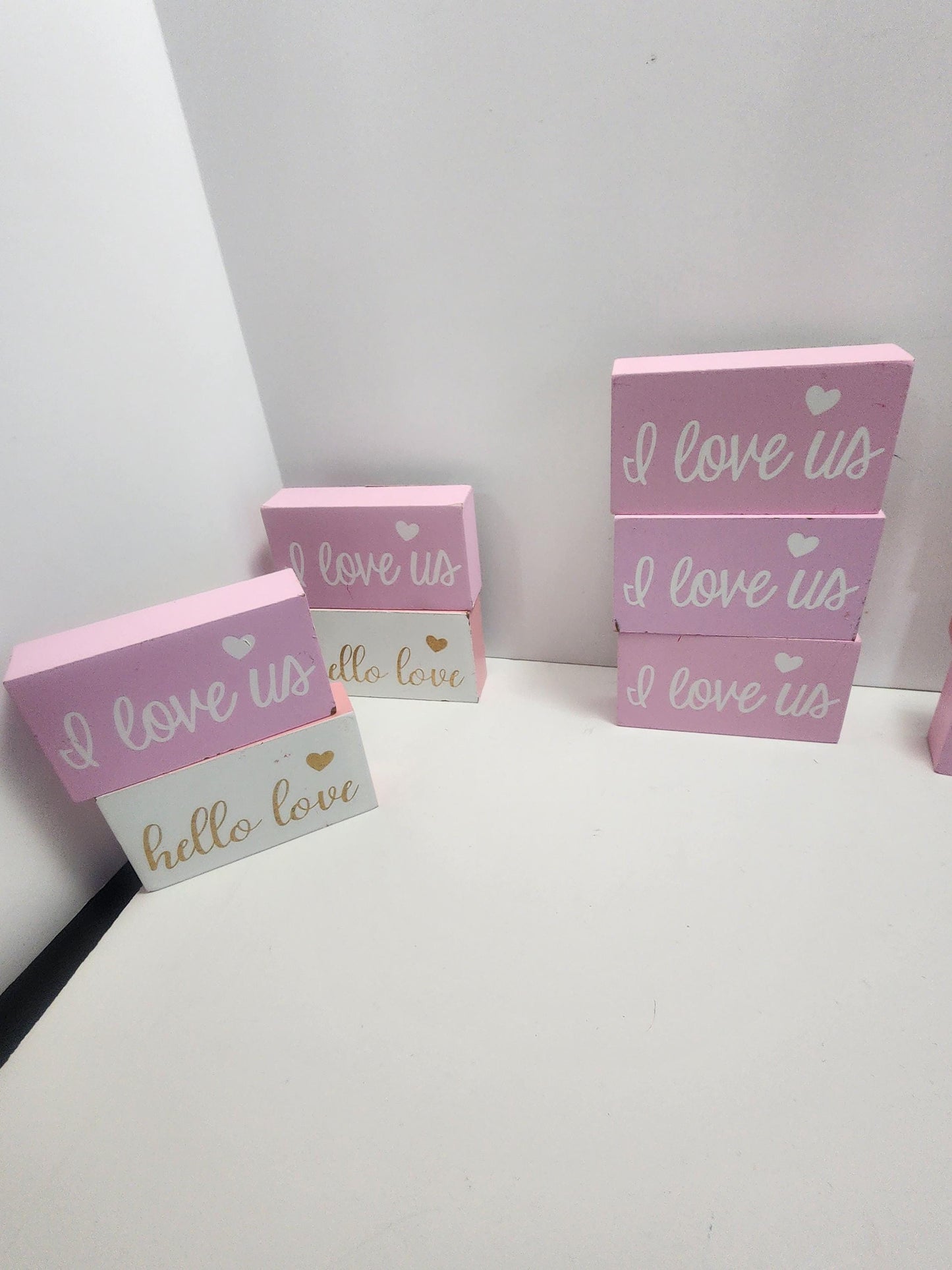 I Love US & Hello Love Home Decor Love Blocks - Blocks - Decor - Home Decor - Couples - Love - Love Decor - I Love Us - Hello Love - Pink