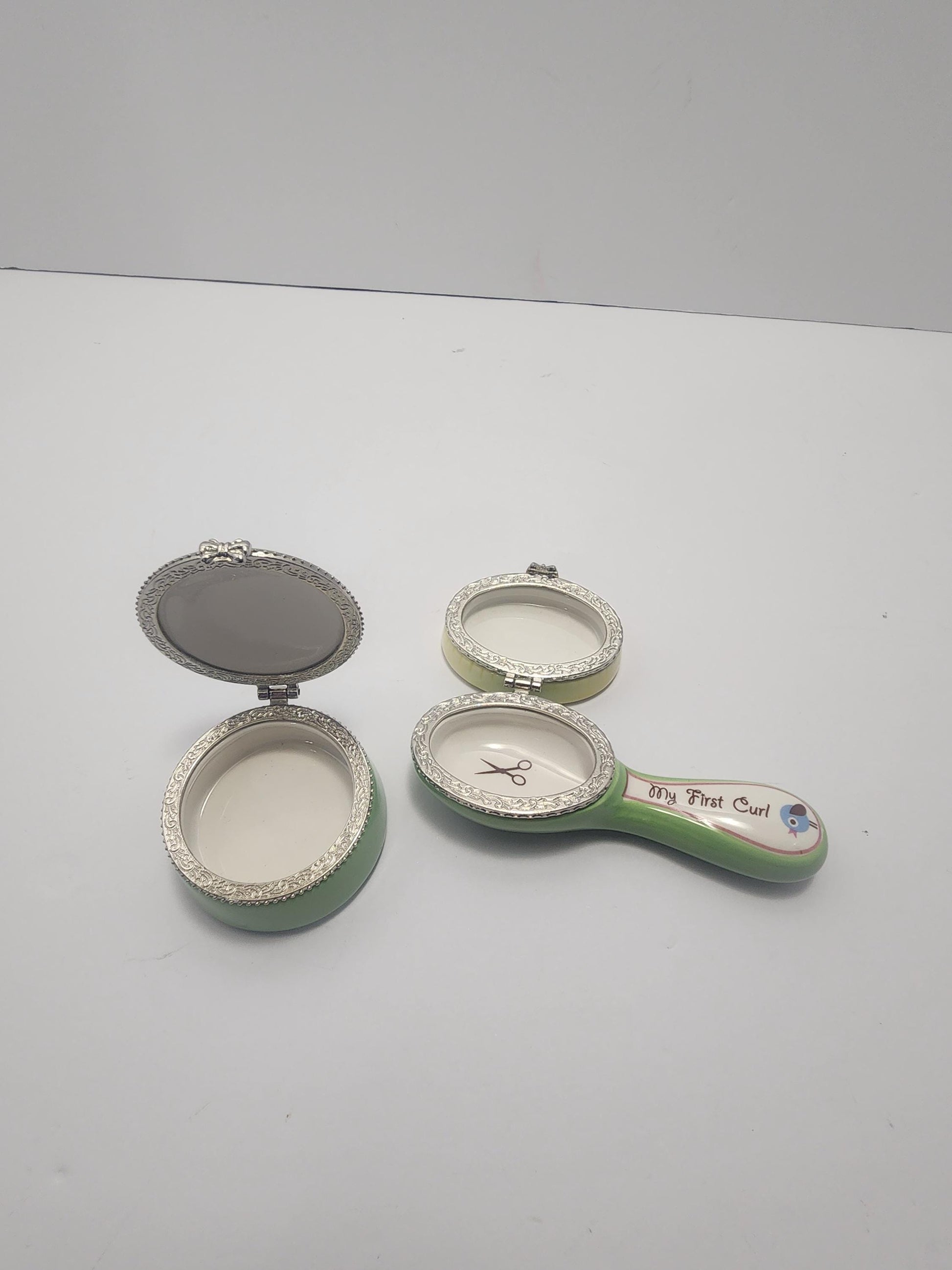 1980's Avon Baby's First Tooth & First Curl Trinket SET Of 2 - Baby's First - First Tooth - Trinket - Trinket Box - Avon - Baby Gifts