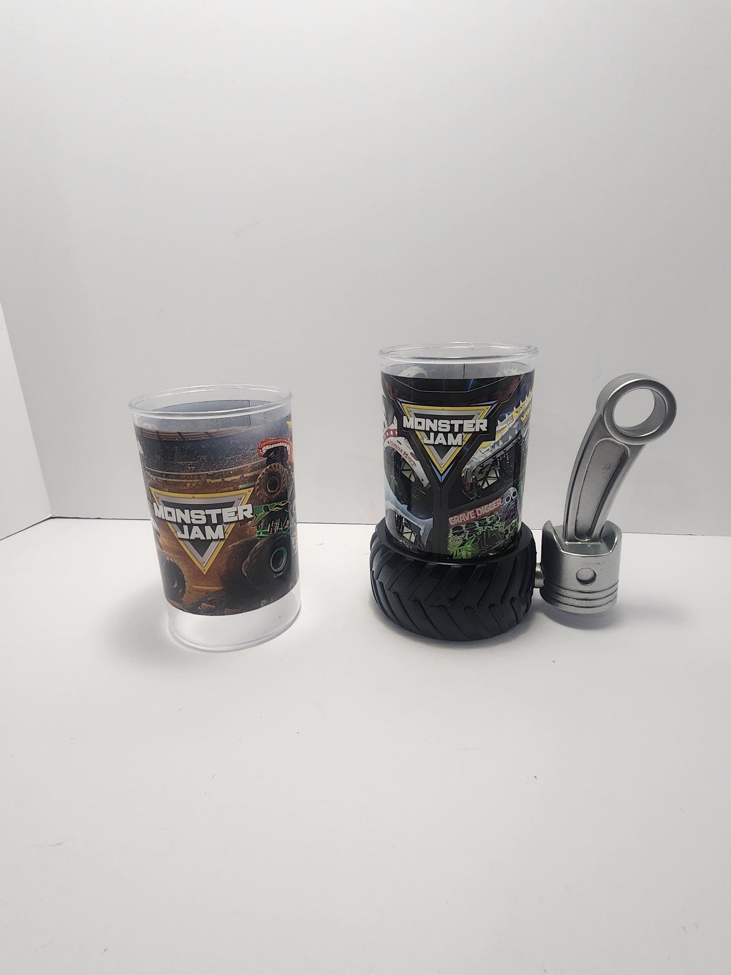 Monster Jam Kids Plastic Cup And Wheel Cup Holder - Monster Jam - Monster Trucks - Kids Cups - Plastic Cups - Cup Holders - Tumblers