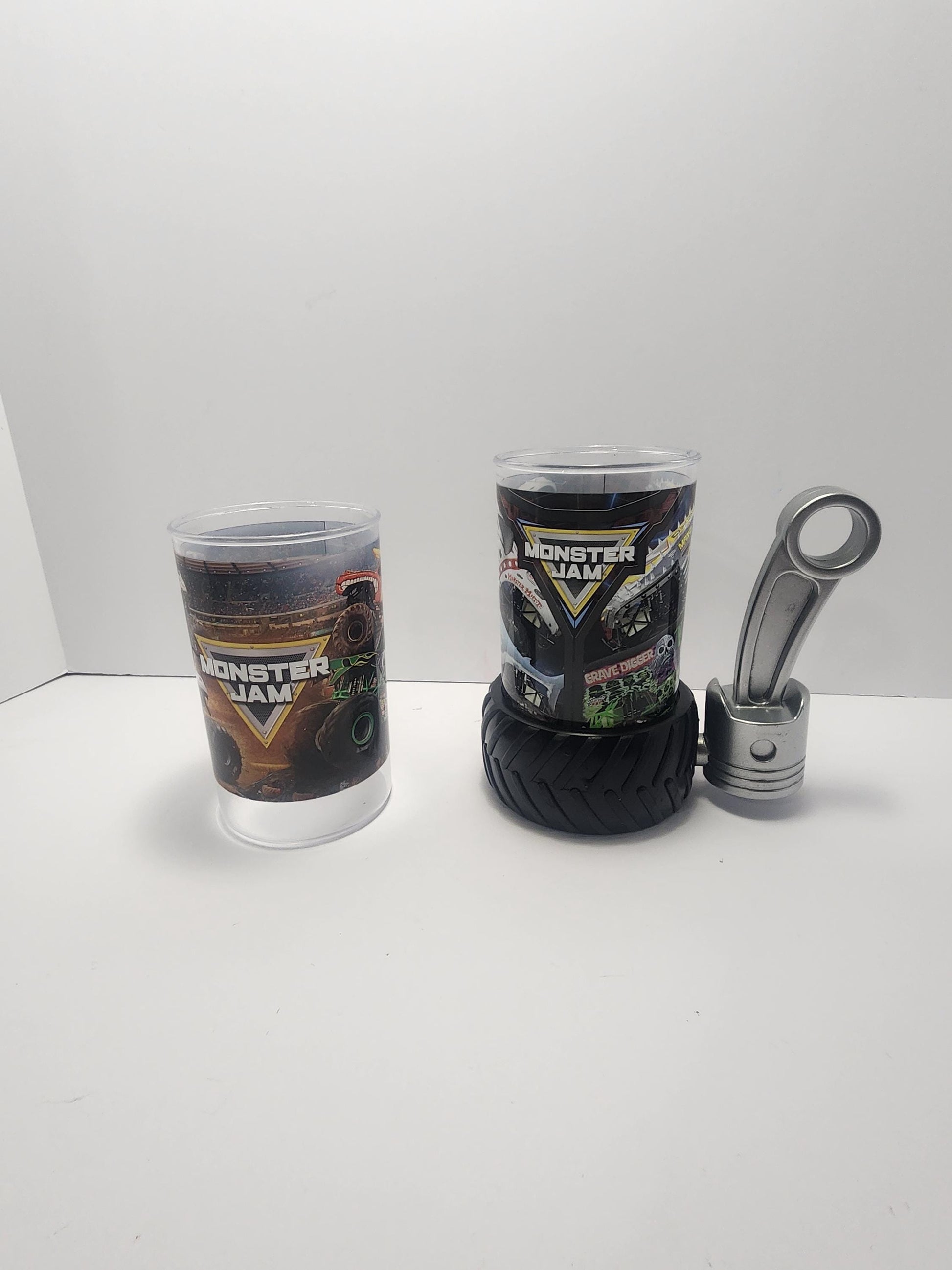 Monster Jam Kids Plastic Cup And Wheel Cup Holder - Monster Jam - Monster Trucks - Kids Cups - Plastic Cups - Cup Holders - Tumblers