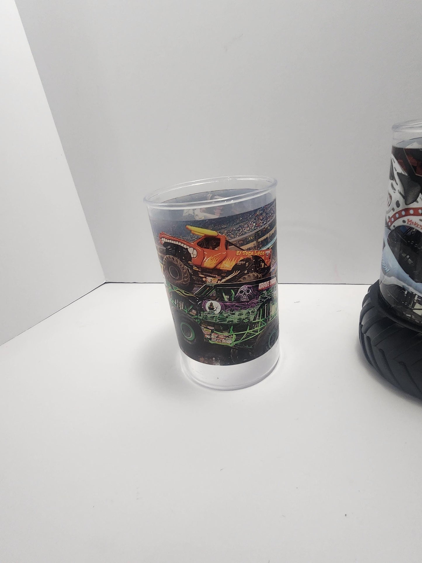Monster Jam Kids Plastic Cup And Wheel Cup Holder - Monster Jam - Monster Trucks - Kids Cups - Plastic Cups - Cup Holders - Tumblers