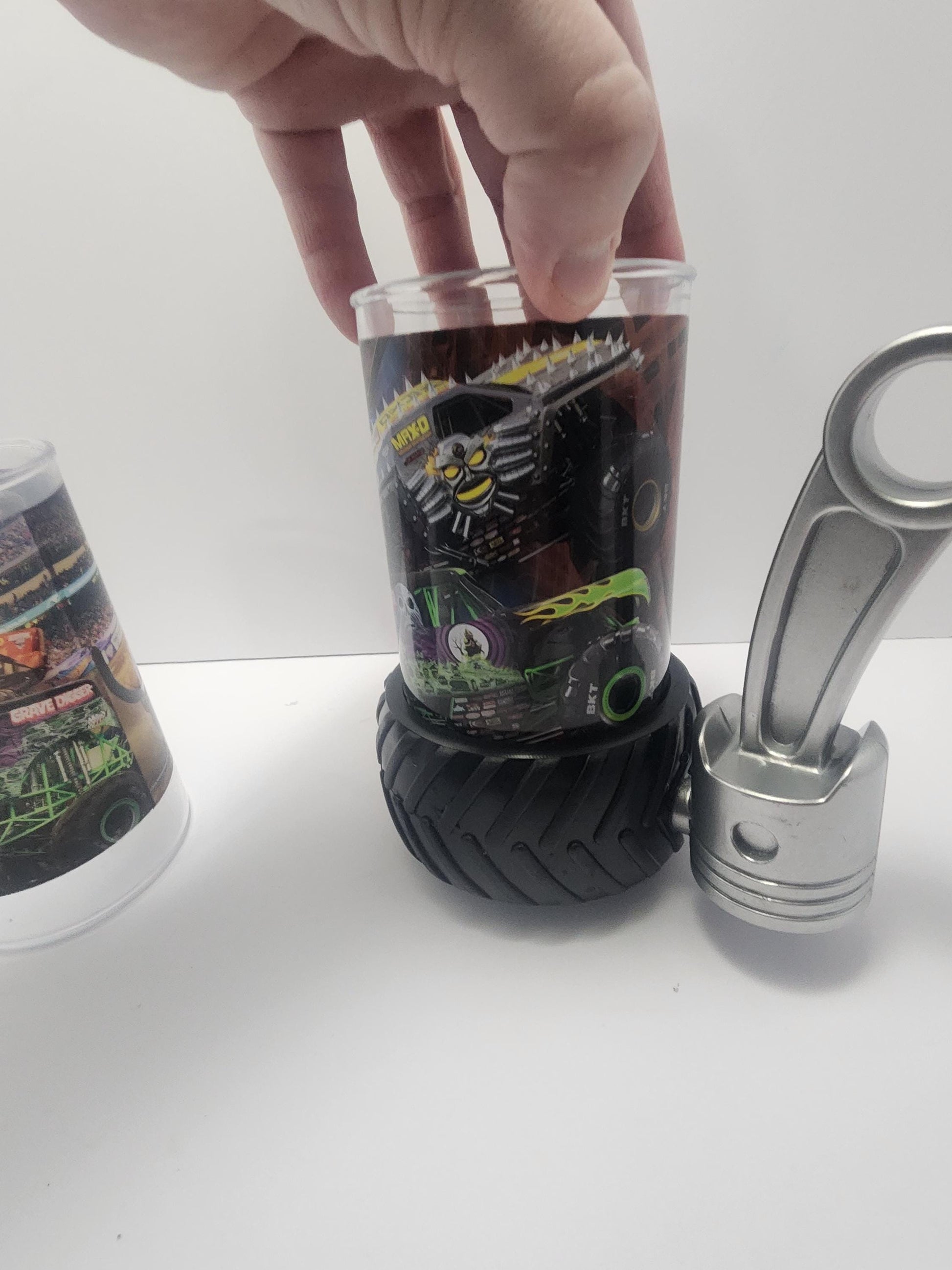 Monster Jam Kids Plastic Cup And Wheel Cup Holder - Monster Jam - Monster Trucks - Kids Cups - Plastic Cups - Cup Holders - Tumblers